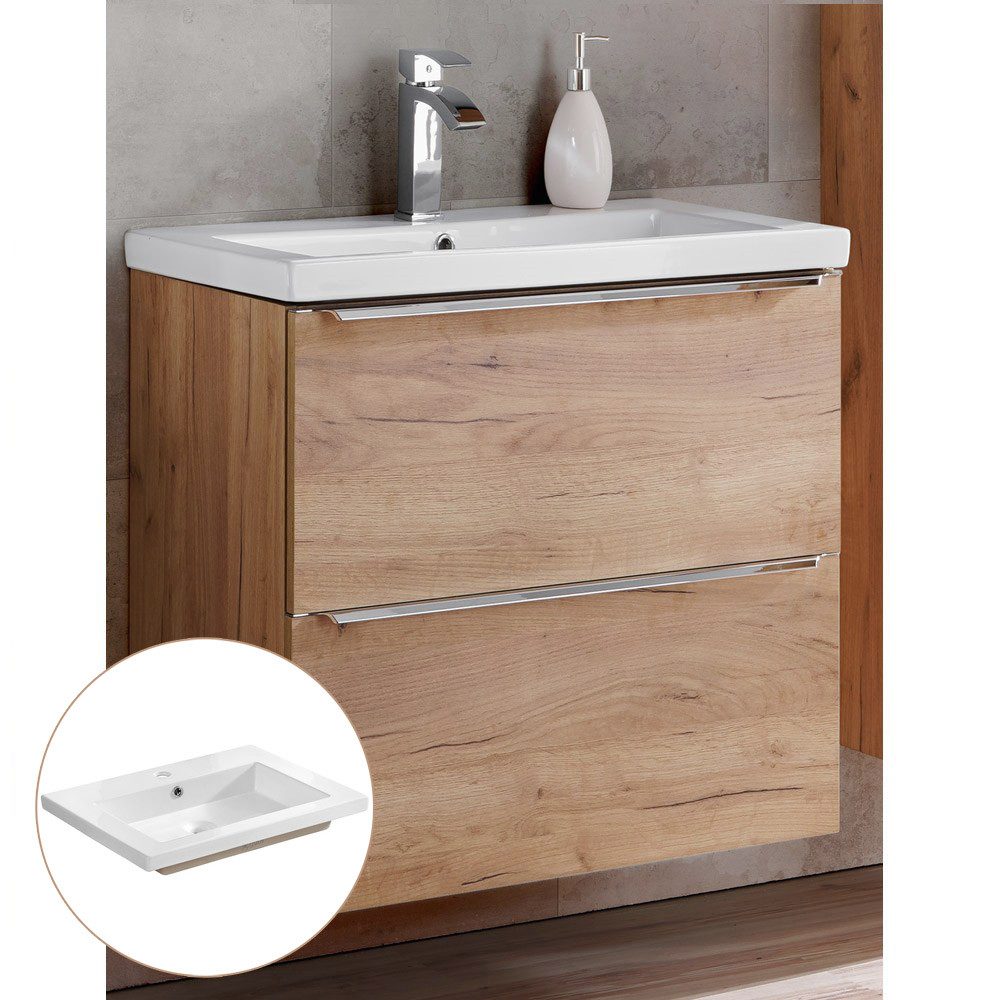 Lomadox Waschtisch TOSKANA-56, -Unterschrank 60cm mit Keramik-Waschbecken i günstig online kaufen