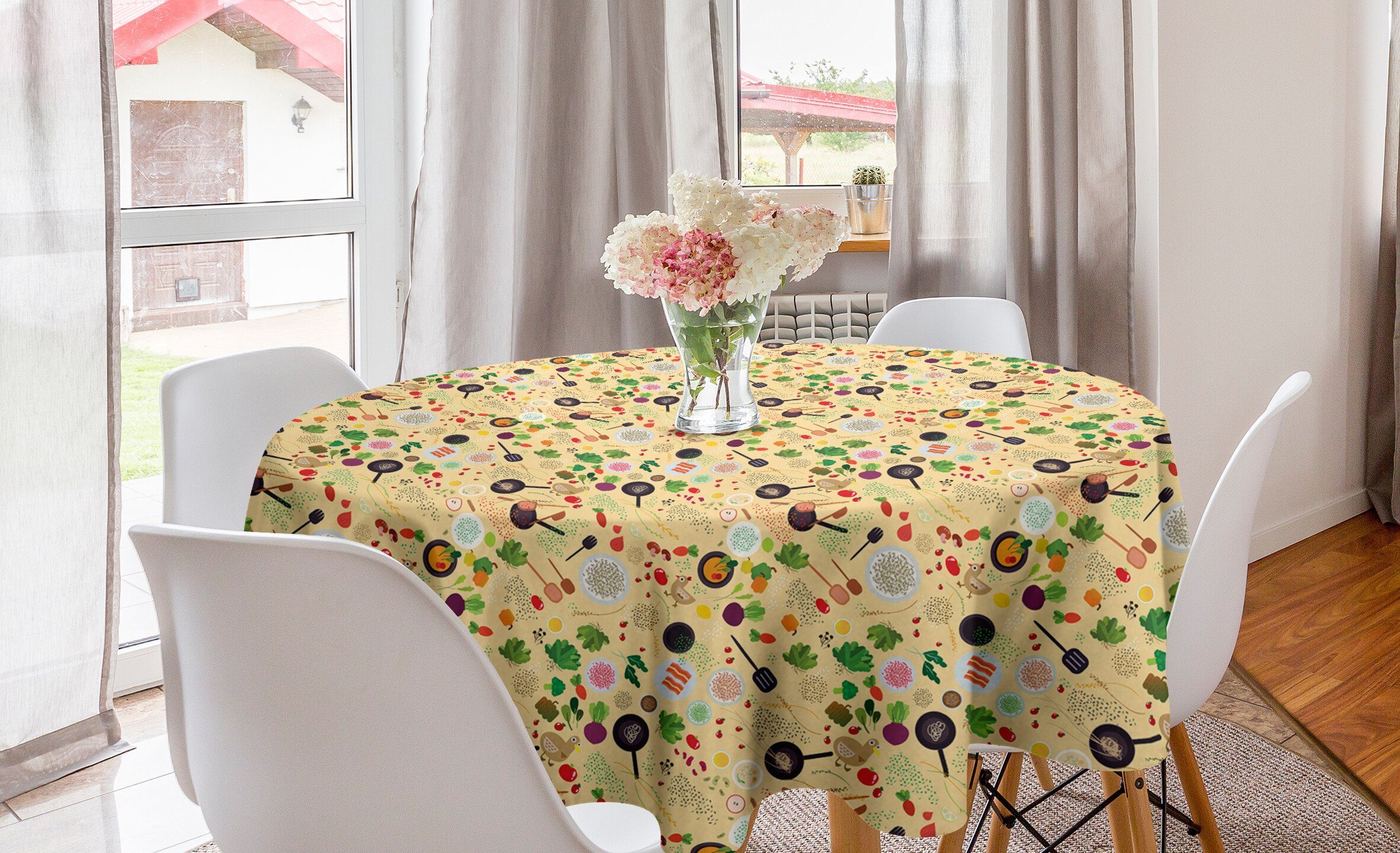 Abakuhaus Tischdecke Kreis Tischdecke Abdeckung für Esszimmer Küche Dekoration, Gemüse Gourmet Kochen der Nahrung