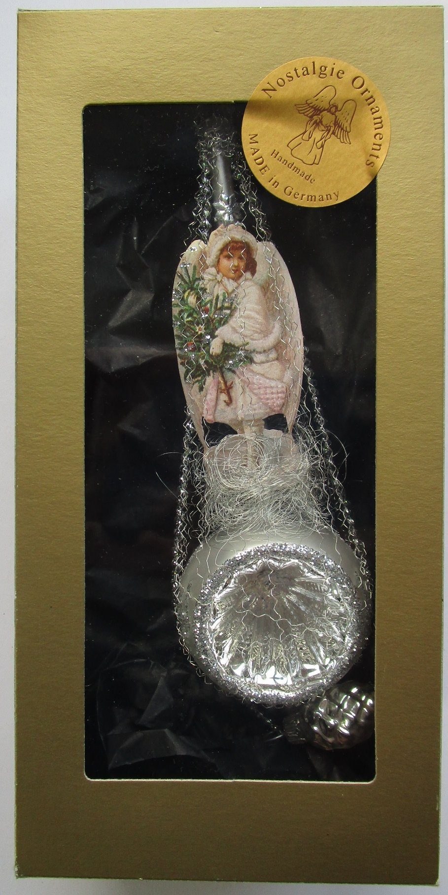 Nostalgie Christbaumschmuck Thüringen Christbaumschmuck Viktorianisches Ornament mit Engel und Zapfen (1-tlg), " Viktorianisches Ornament mit Engel und Zapfen "