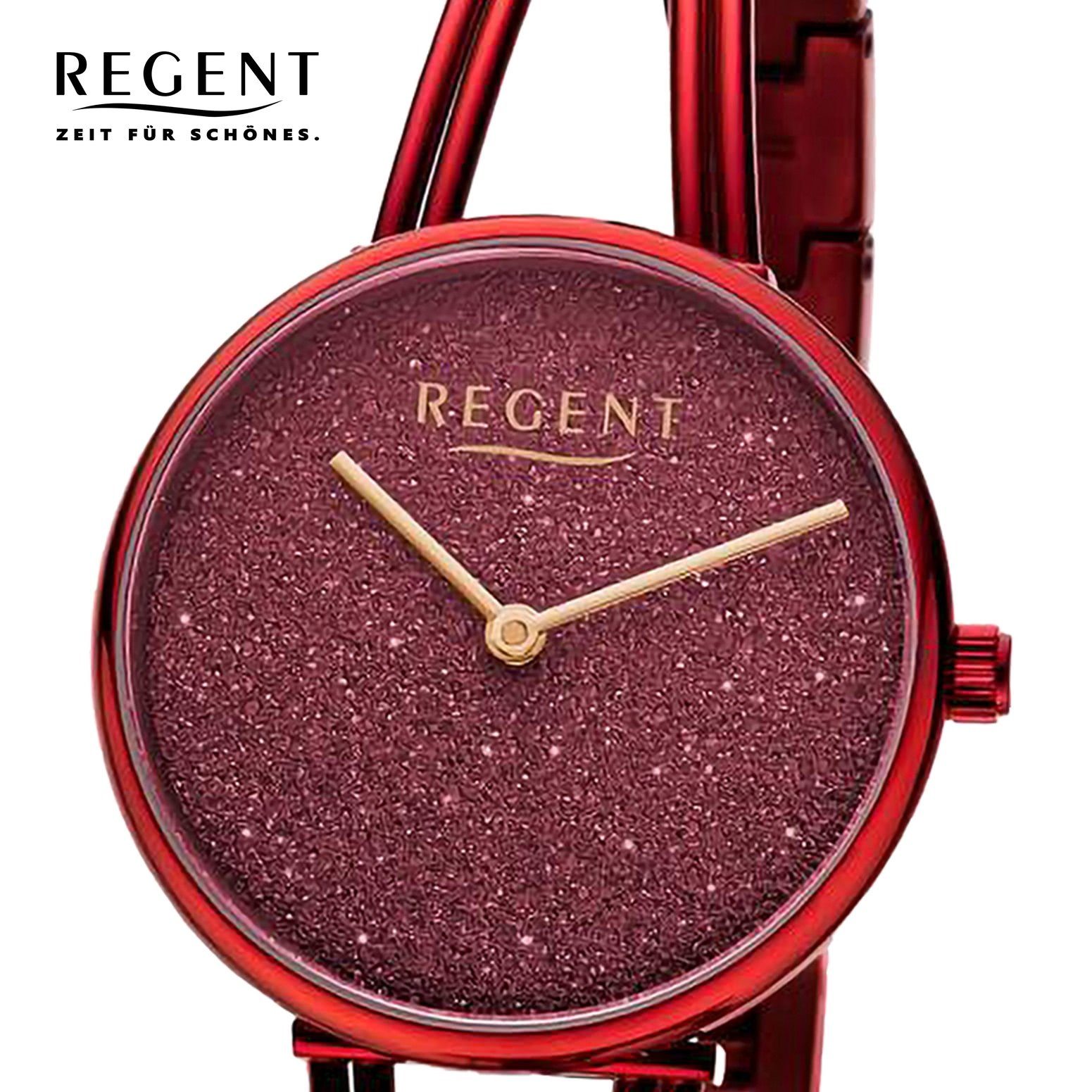 extra Metallarmband Armbanduhr Damen Quarzuhr (ca. Analog, 30mm), groß Armbanduhr Regent Damen Regent rund,