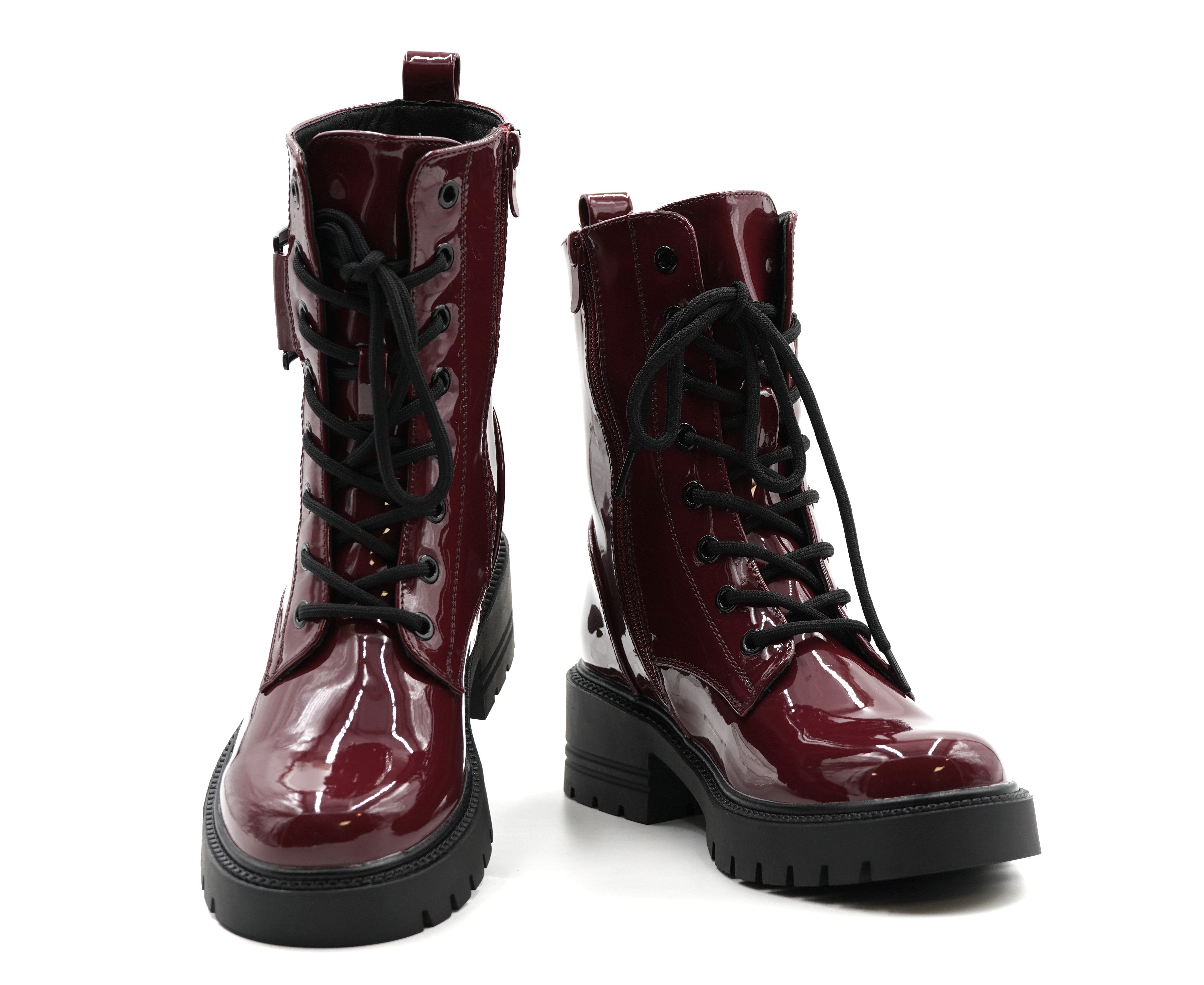Sonderpostendiscount Damenstiefel XJ-916A Red in Bordauxrot mit seitlichem günstig online kaufen