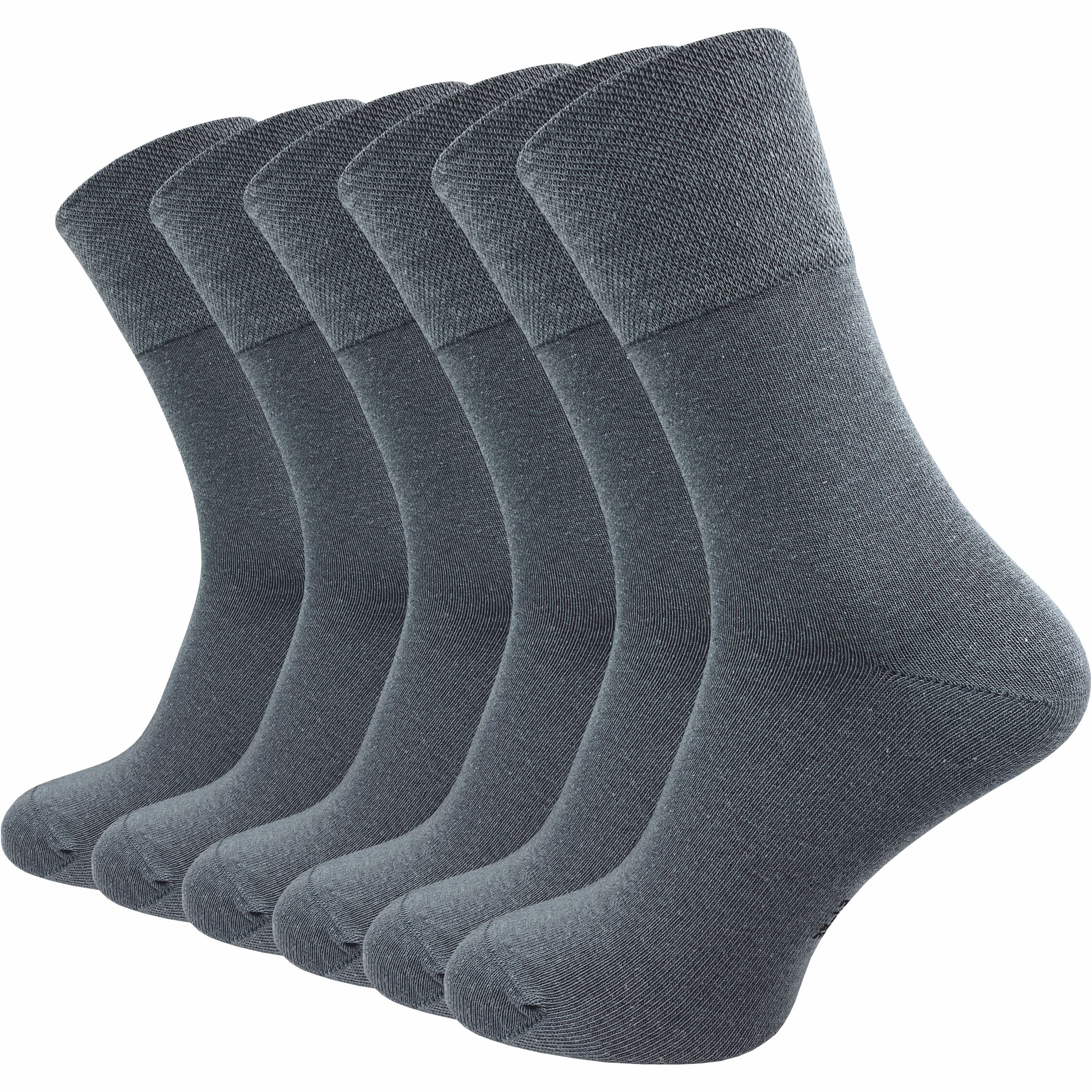 GAWILO Diabetikersocken für Damen, ohne Gummidruck & ohne drückende Naht - Business Socke (6 Paar) extra breiter Piquet-Strick am Komfortbund; in schwarz, grau & weitere dunkelgrau