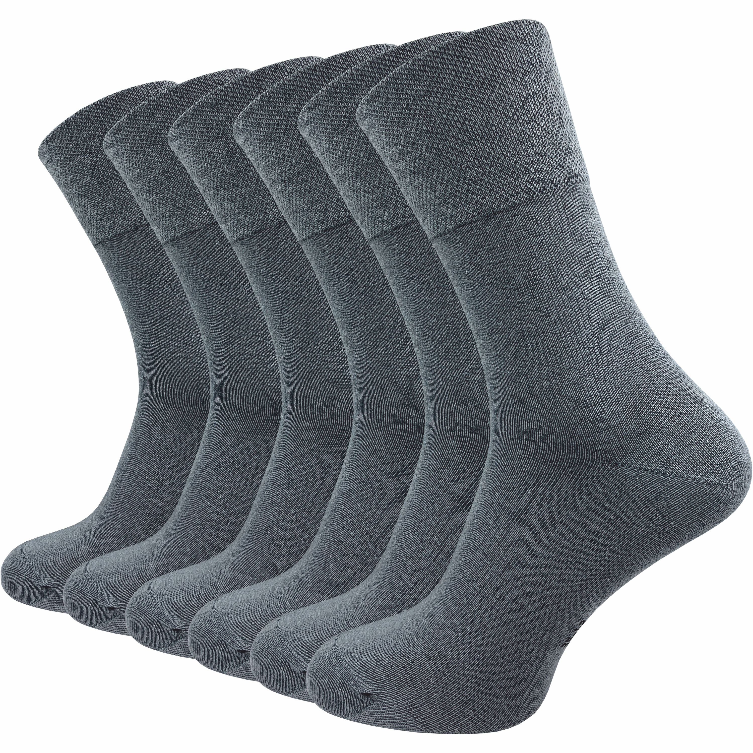 GAWILO Diabetikersocken für Herren, ohne Gummidruck, extra weiter Komfortbund, Business Socke (6 Paar) extra breiter Piquet - Strick am Bund