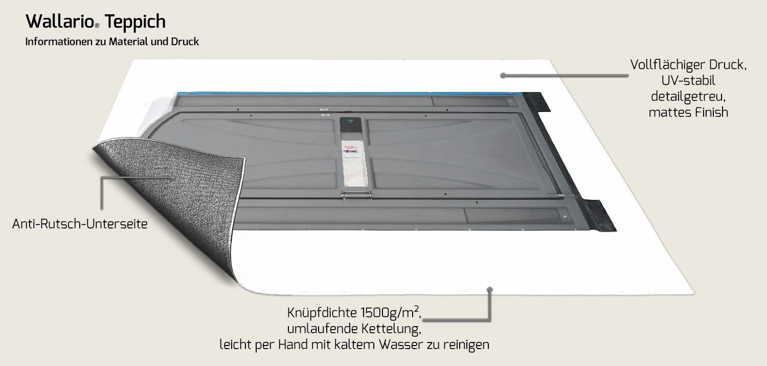 Wallario Teppich Tragbares Klo - Toilette in schickem grau, rechteckig, rutschfest