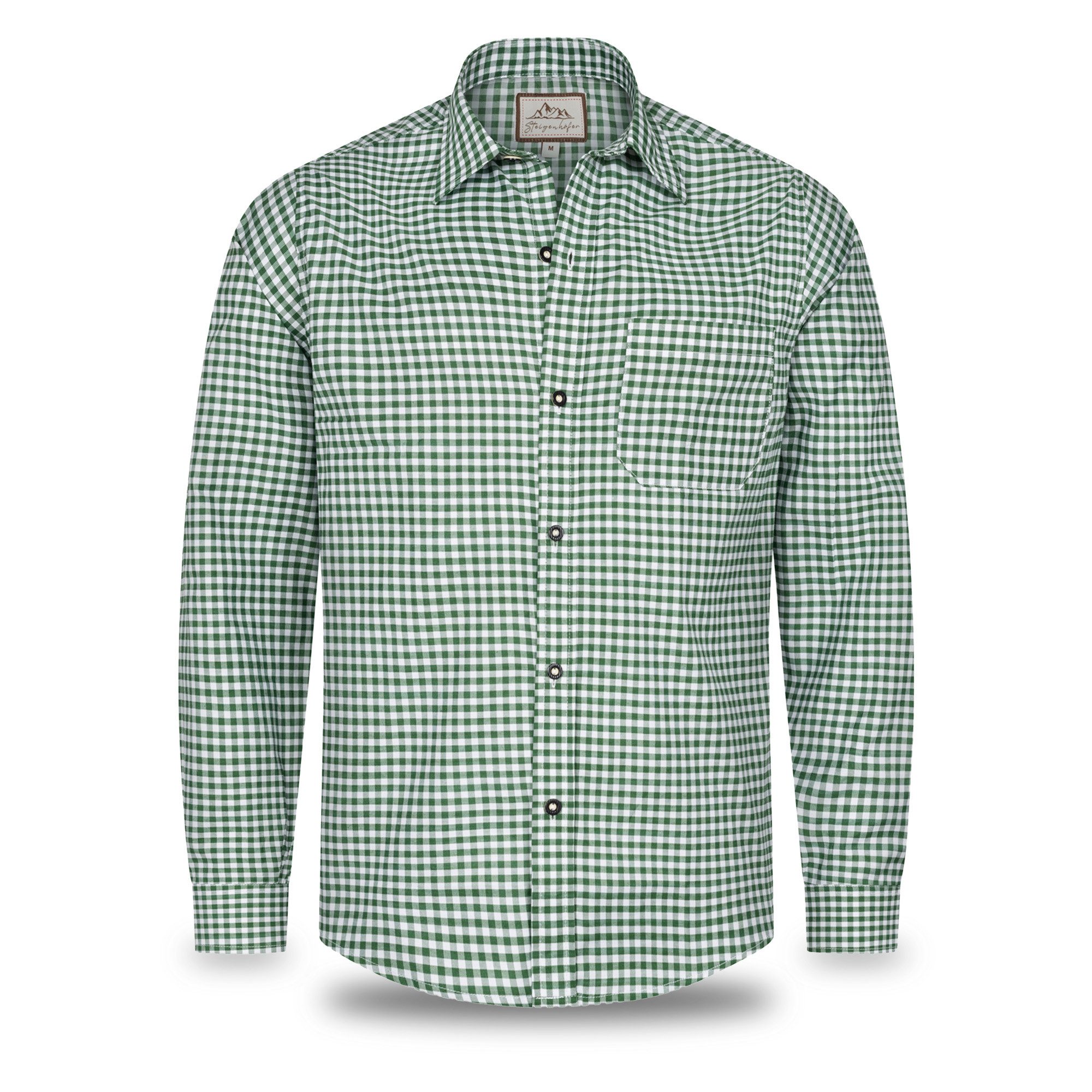 Steigenhöfer Manufaktur Trachtenhemd Trachtenhemd Herren Langarm - Heinz - zum Oktoberfest - Grün - S