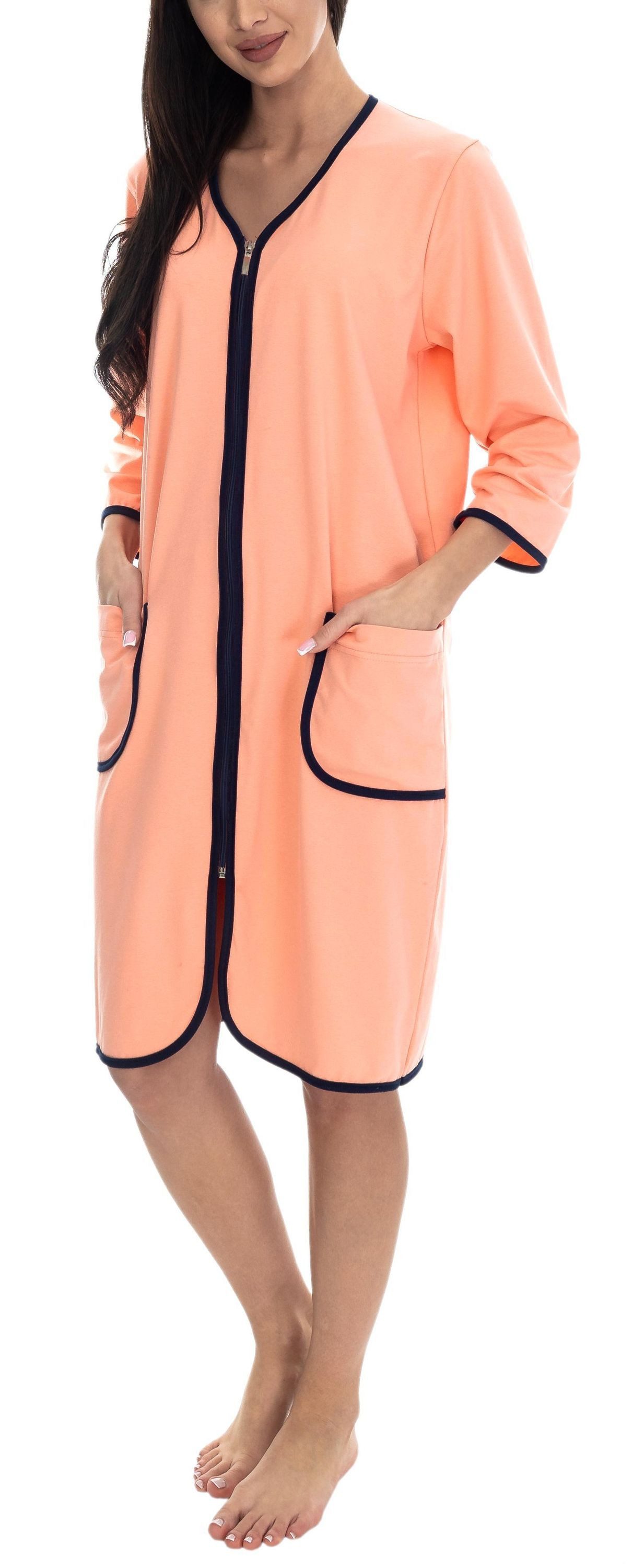 Aquarti Damenbademantel Damen Bademantel Morgenmantel Reißverschluss günstig online kaufen