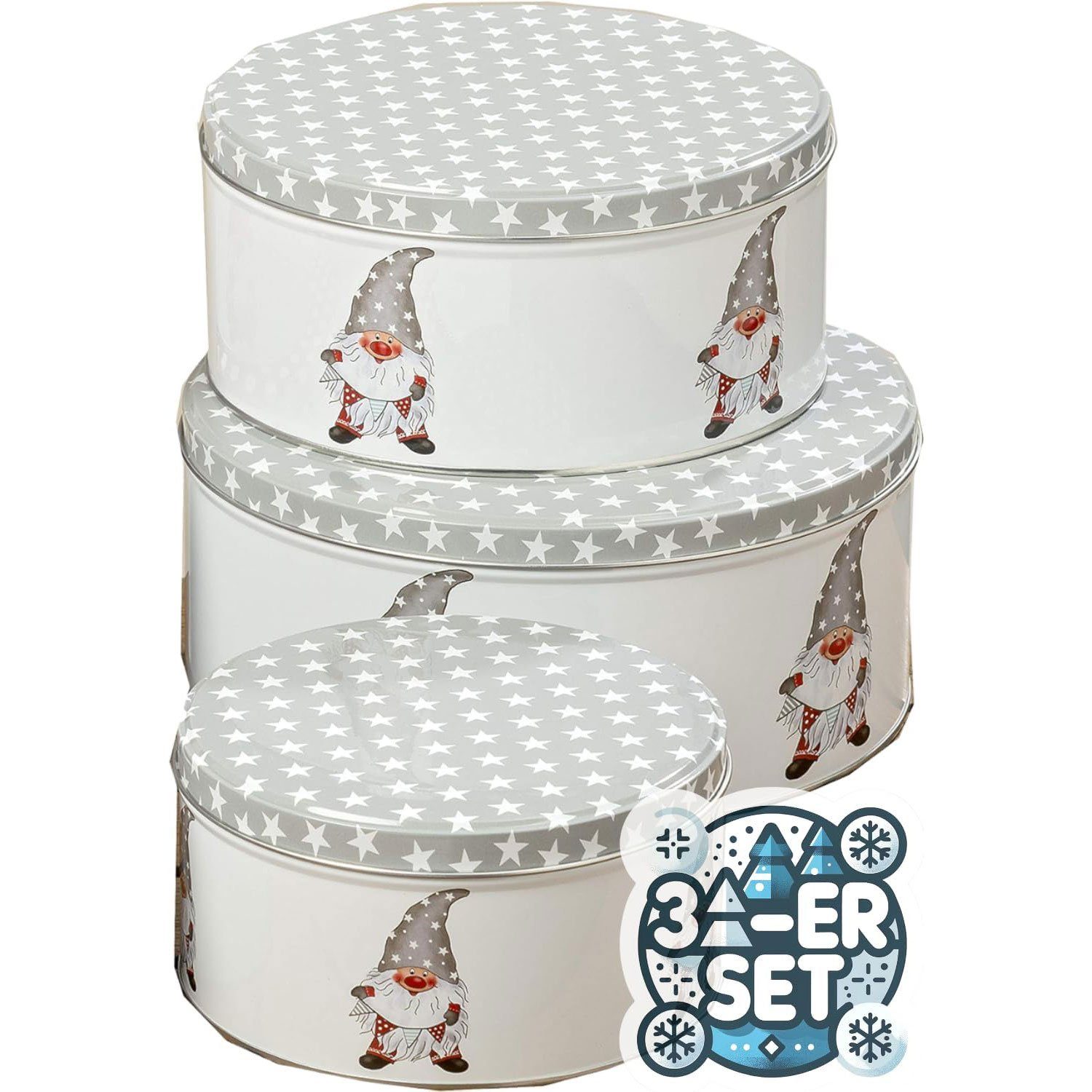 BOLTZE GRUPPE Keksdose CasaJame 3er Set Keksdose Plätzchendose Weihnachten Wichtel grau V15