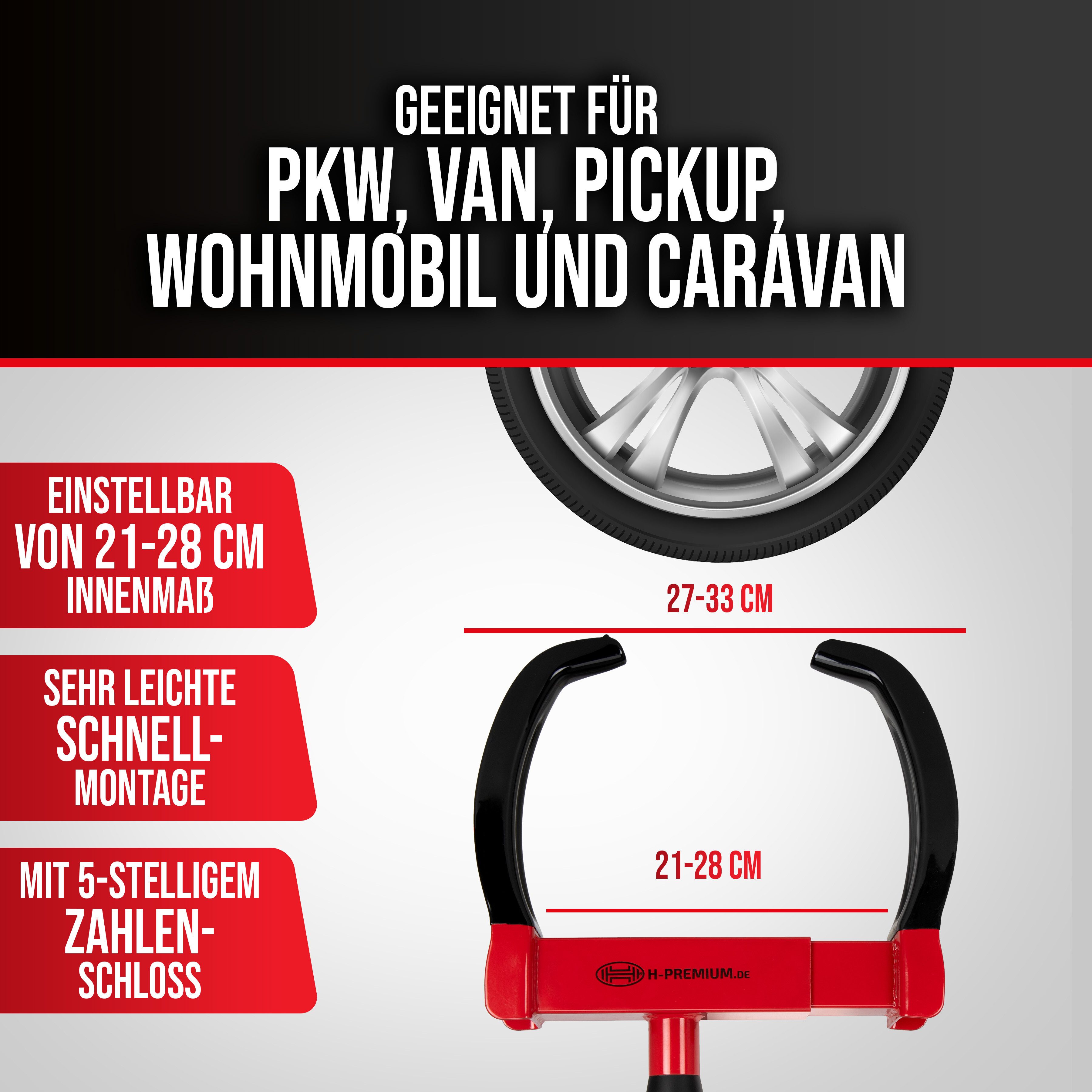 HEYNER Wheel Clamp with Wheel Arch and Rim Protection, incl. Bag (1-piece)