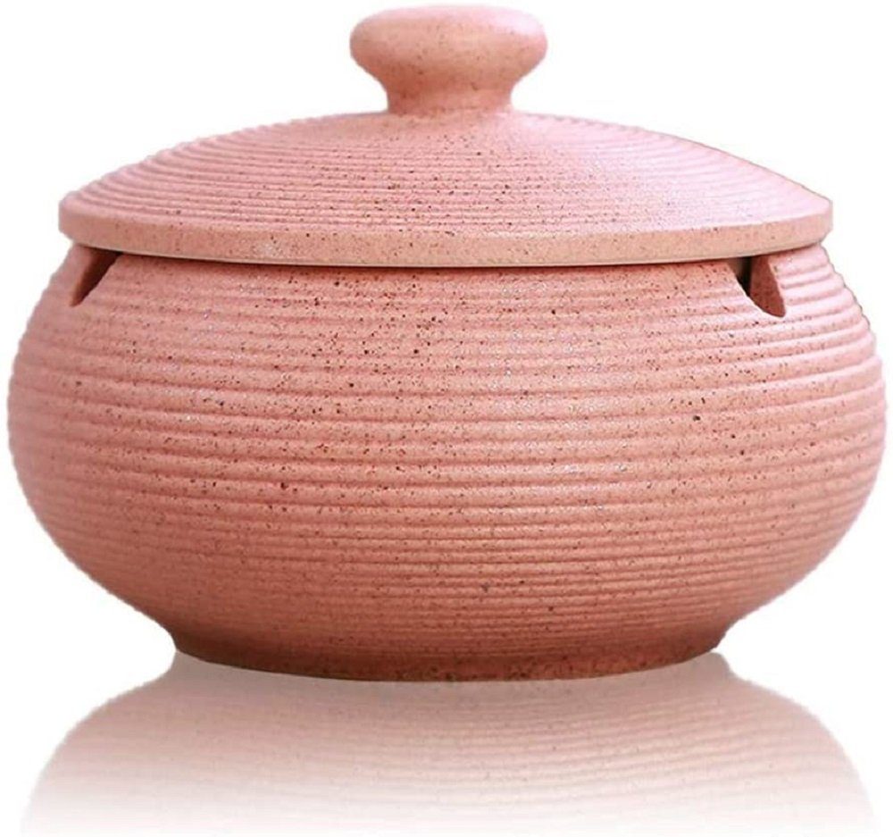COOL-i ® Aschenbecher, Aschenbecher aus Keramik mit Deckel Rosa