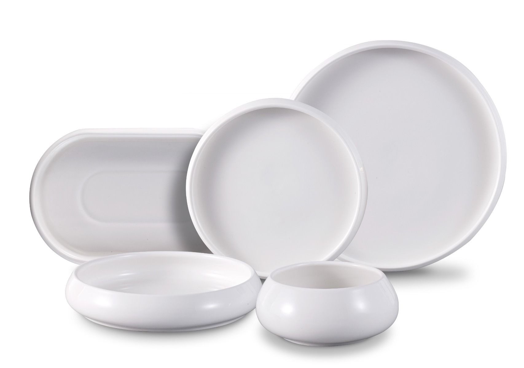 EmirtexHome Geschirr-Set Bondy Geschirrset 25-teilig Weiß-/ / Beige 24 Teilig für 6 Personen (25-tlg), Porzellan