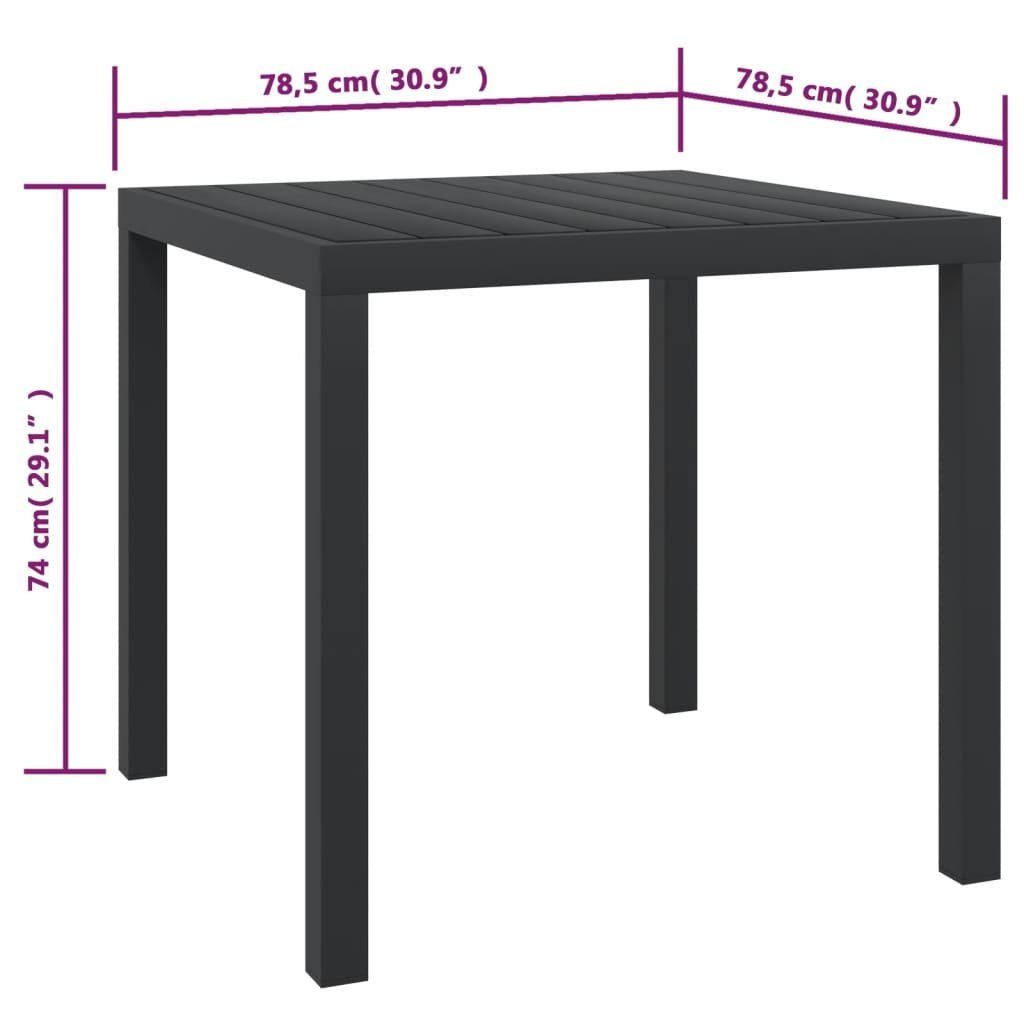 Aluminium 80 (1-St) x 74 cm Schwarz Gartentisch 80 WPC x vidaXL Garten-Esstisch