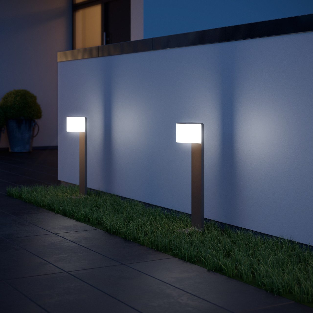 steinel Außen-Wandleuchte Steinel Außenleuchte GL 80 SC Anthrazit mit, Inkl. Leuchtmittel, Dimmbar mit Bewegungsmelder Smart Home-fähig