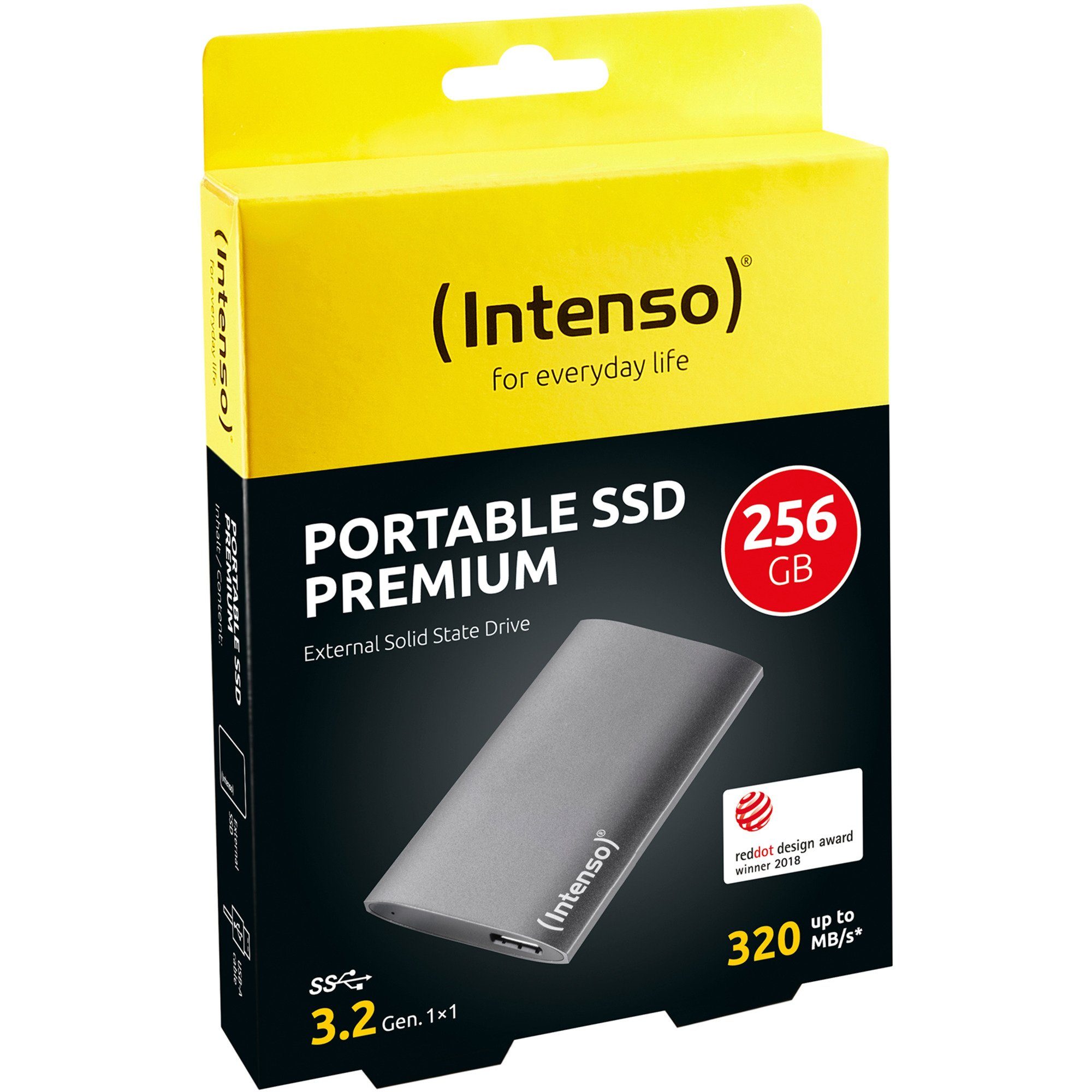 Intenso Intenso Portable SSD Premium 256 GB, (USB-A 3.2 externe HDD-Festplatte (256 GB) 1,8", extern"