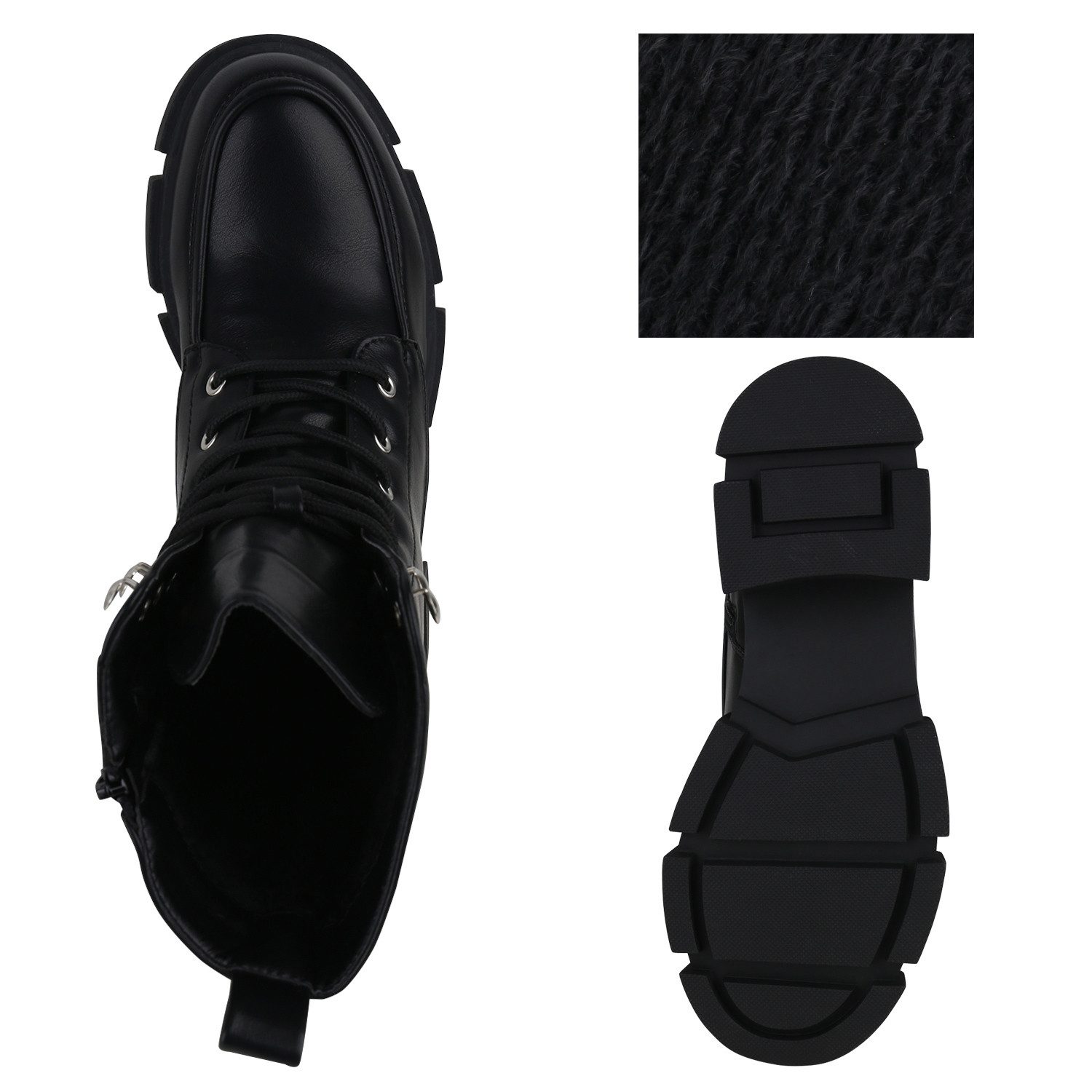 VAN HILL 839727 Schnürstiefelette Damen Stiefeletten Leicht Gefüttert Schnürstiefeletten Blockabsatz