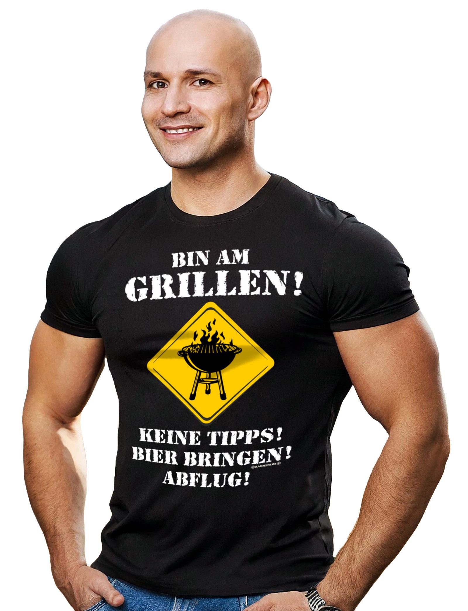 RAHMENLOS® T-Shirt für den Profi am Grill: Bin am grillen! günstig online kaufen
