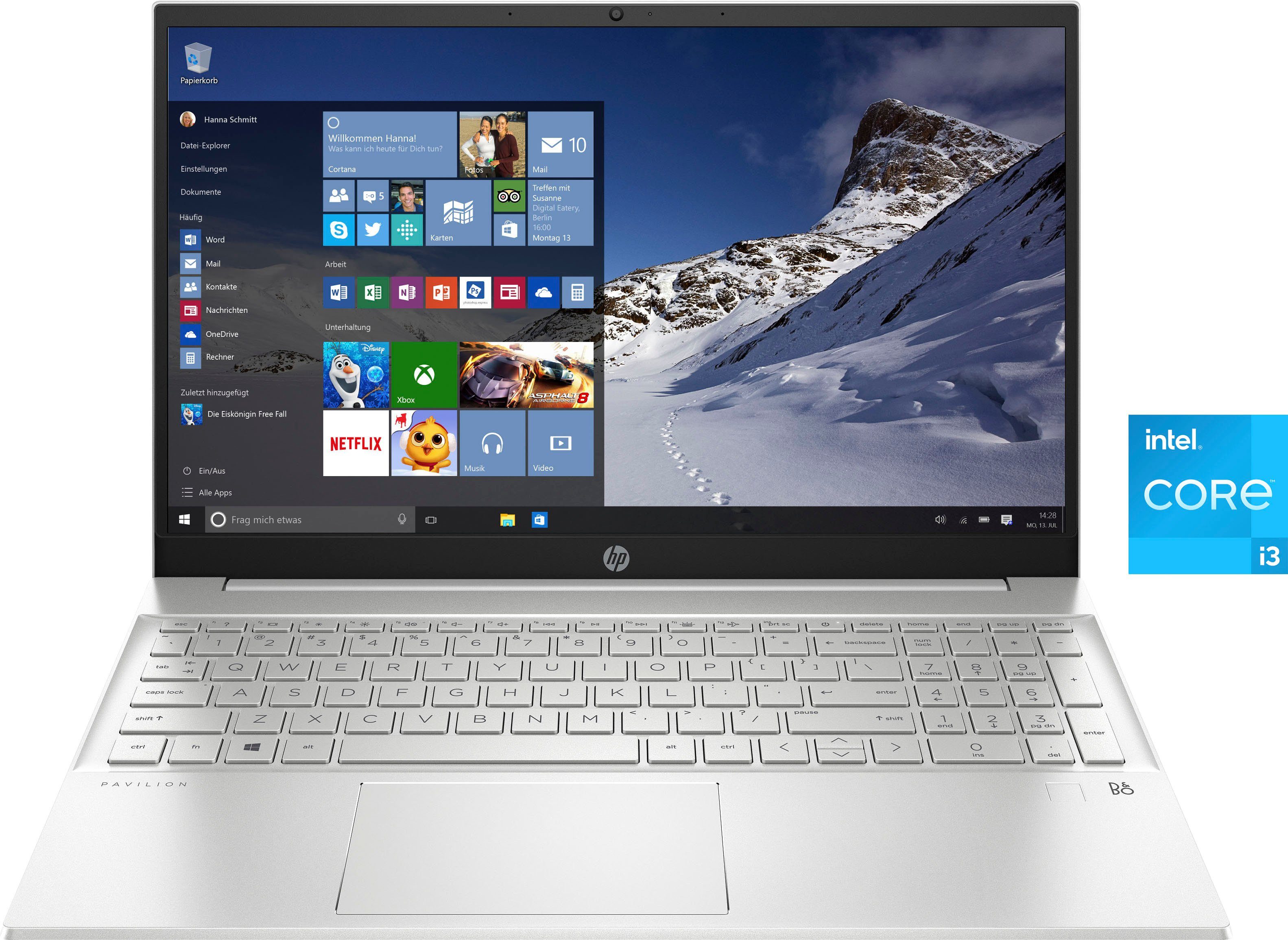 HP 15-eg0236ng Notebook (39,6 cm/15,6 Zoll, Intel Core i3 1115G4, Iris© Xe  Graphics, 512 GB SSD)