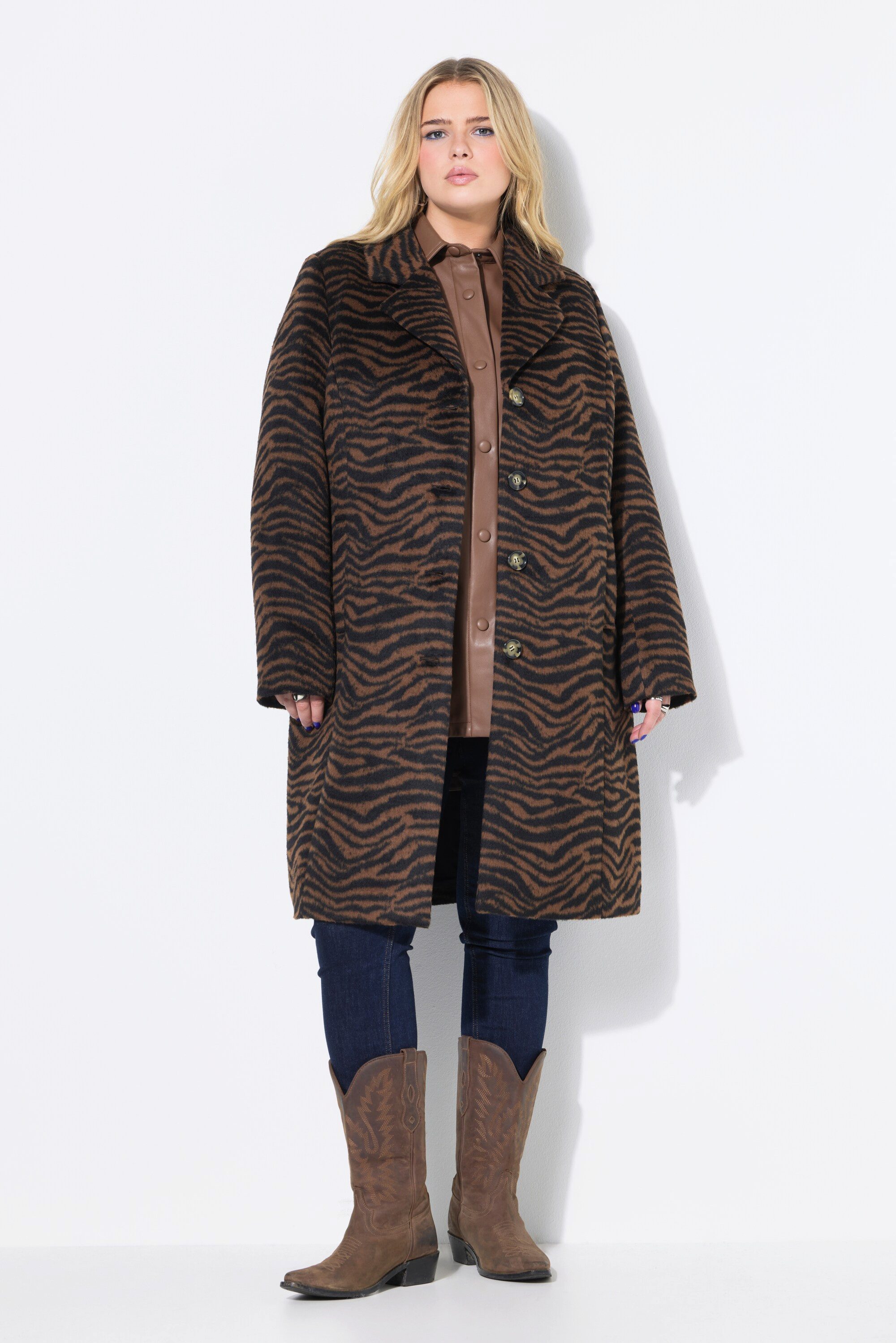 Studio Untold Wintermantel Mantel Kunstfellbesatz Zebra-Muster günstig online kaufen