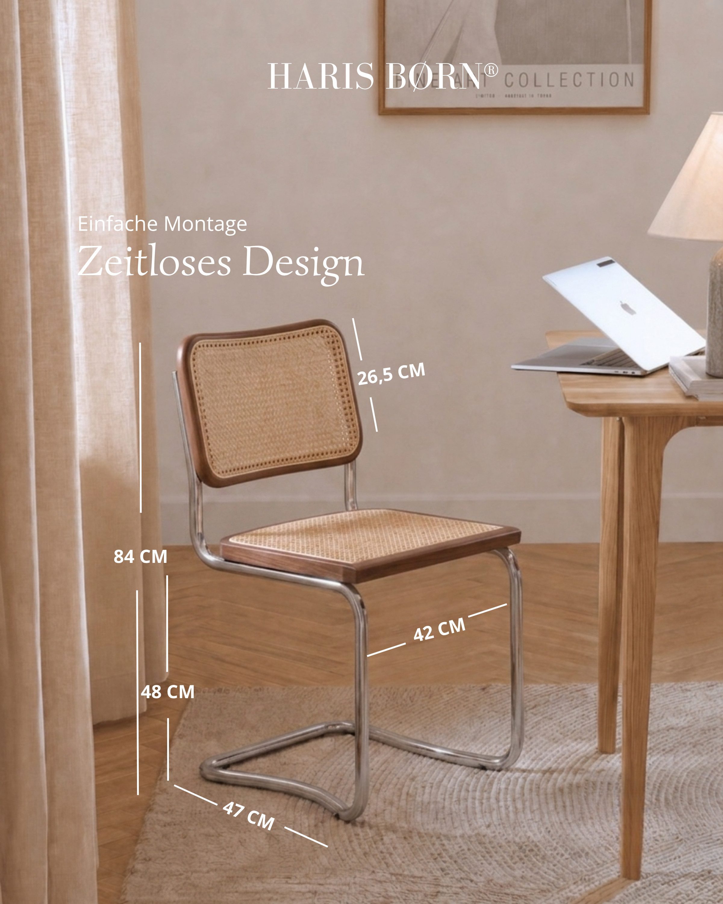 Haris Børn Freischwinger Wiener Geflecht - Handgefertigt in Italien - Premium Schwingstuhl (Set, 2 St), Hochwertige Freischwinger Stühle - Rattanstühle fürs Esszimmer