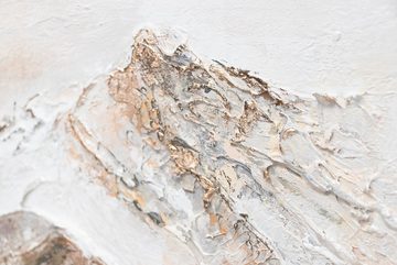 YS-Art Gemälde Bergige Landschaft, Abstrakte Bilder, Leinwand Bild Handgemalt Landschaft Berge in Beige