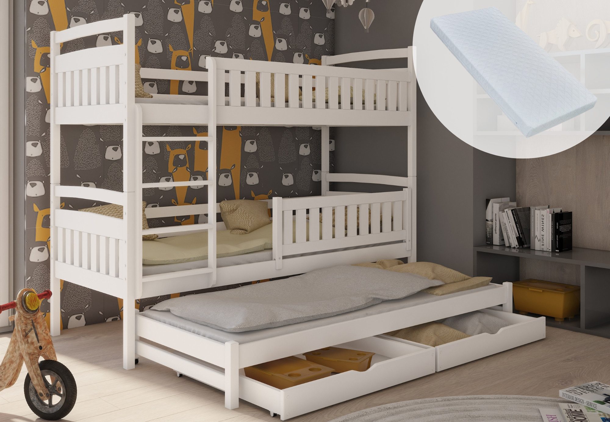 Kids Collective Etagenbett Hochbett Kinderbett 90x200 cm mit Lattenrost und günstig online kaufen