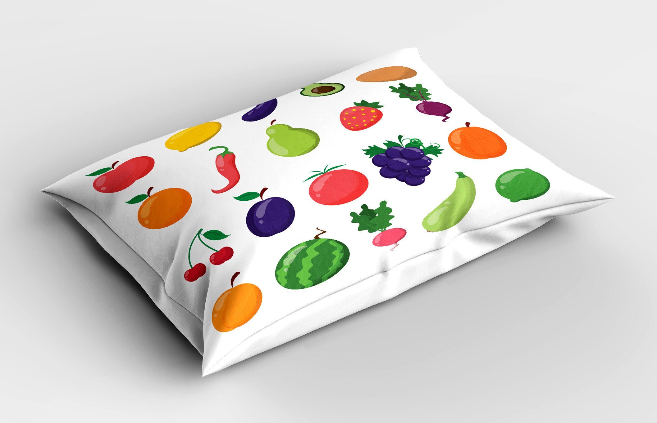 Dekorativer Kissenbezüge Gedruckter Standard (1 Kopfkissenbezug, Diätessen Früchte Size Und Gemüse Stück), Abakuhaus