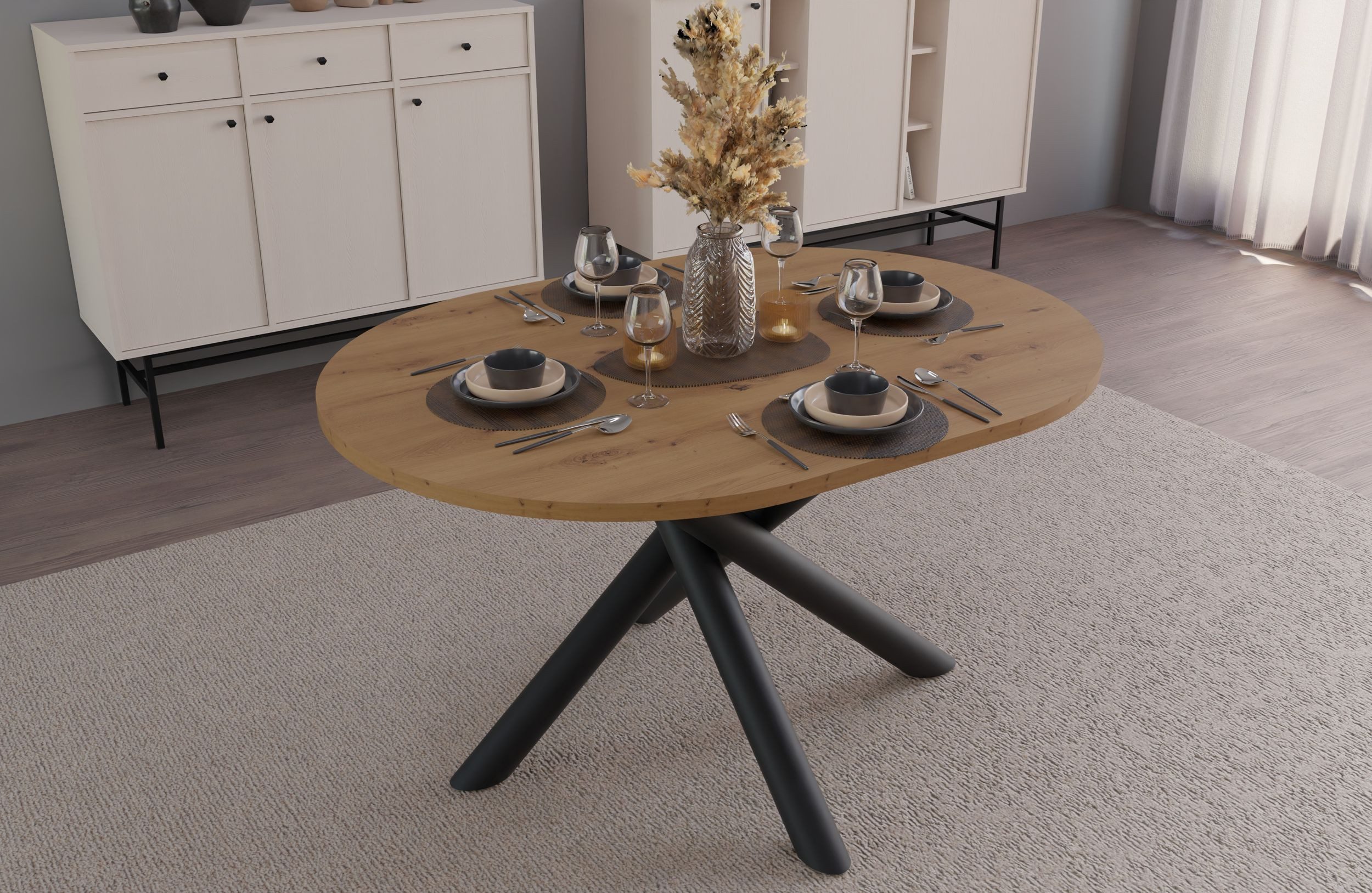 Küchen-Preisbombe Esstisch Oslo Esstisch Tisch oval 138x100cm Wohnzimmer Esszimmer Spider Gestell
