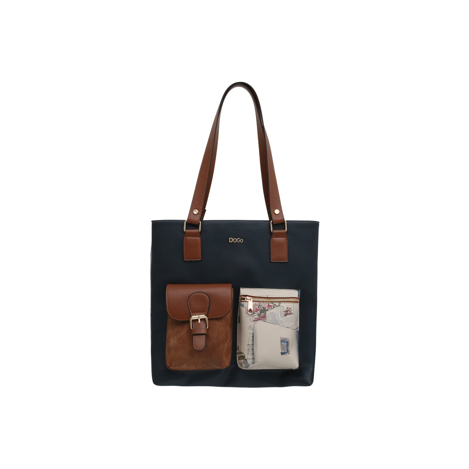 DOGO Umhängetasche Multi Pocket Bag Shopper-Tasche Paperflower Damen Schultertasche, Handgefertigt