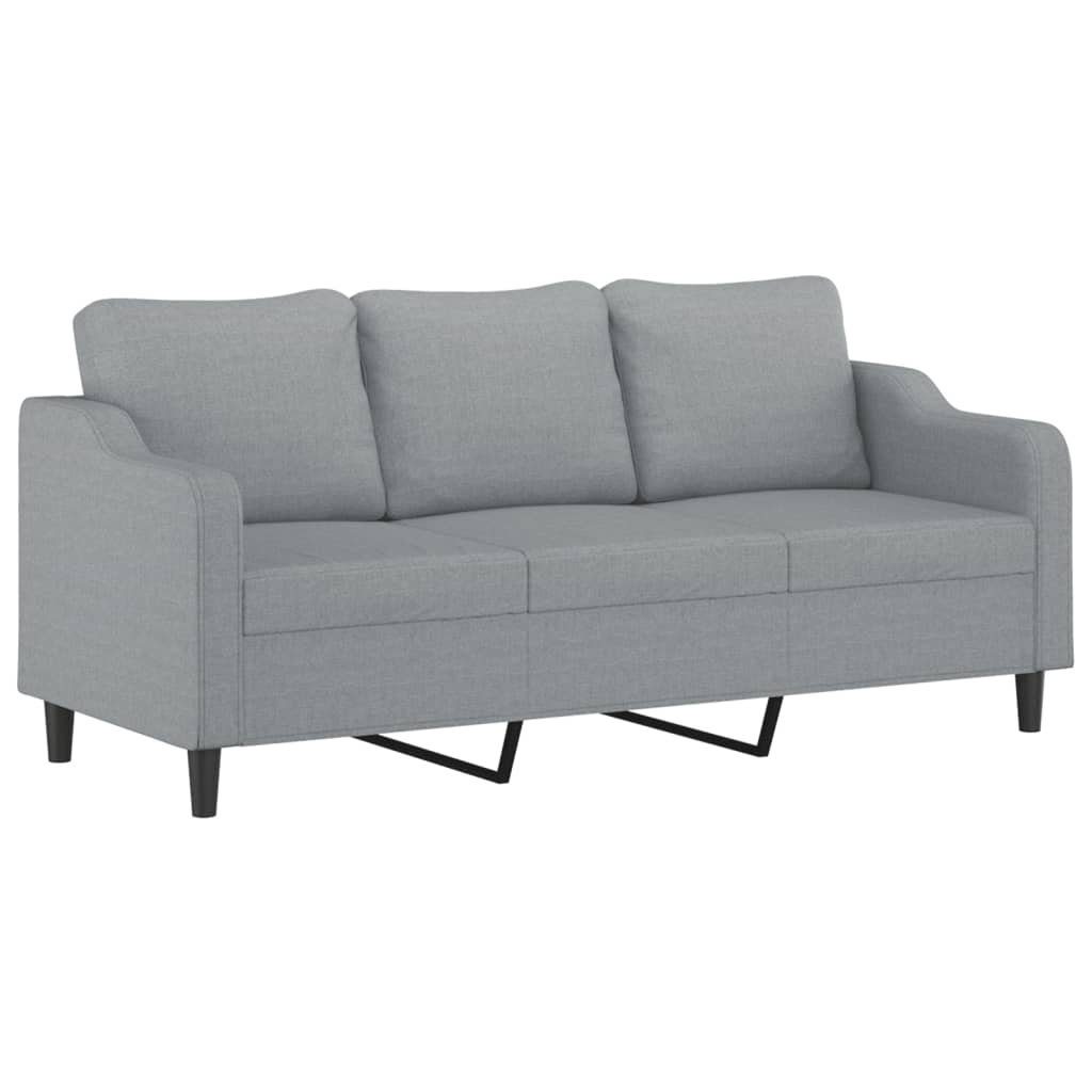 vidaXL Sofa 3-Sitzer-Sofa mit Hocker Hellgrau 180 cm Stoff