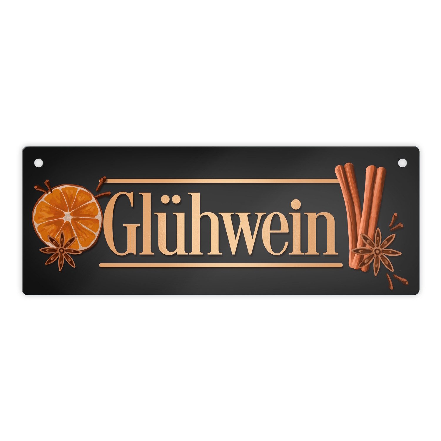 speecheese Metallschild Glühwein Metallschild L in 10,5x28cm in grau