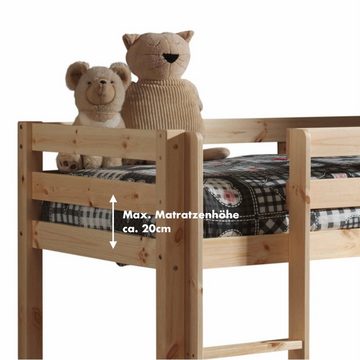 Kindermöbel 24 Hochbett Rutschbett Morgan inkl. Rolllattenrost Kiefer massiv