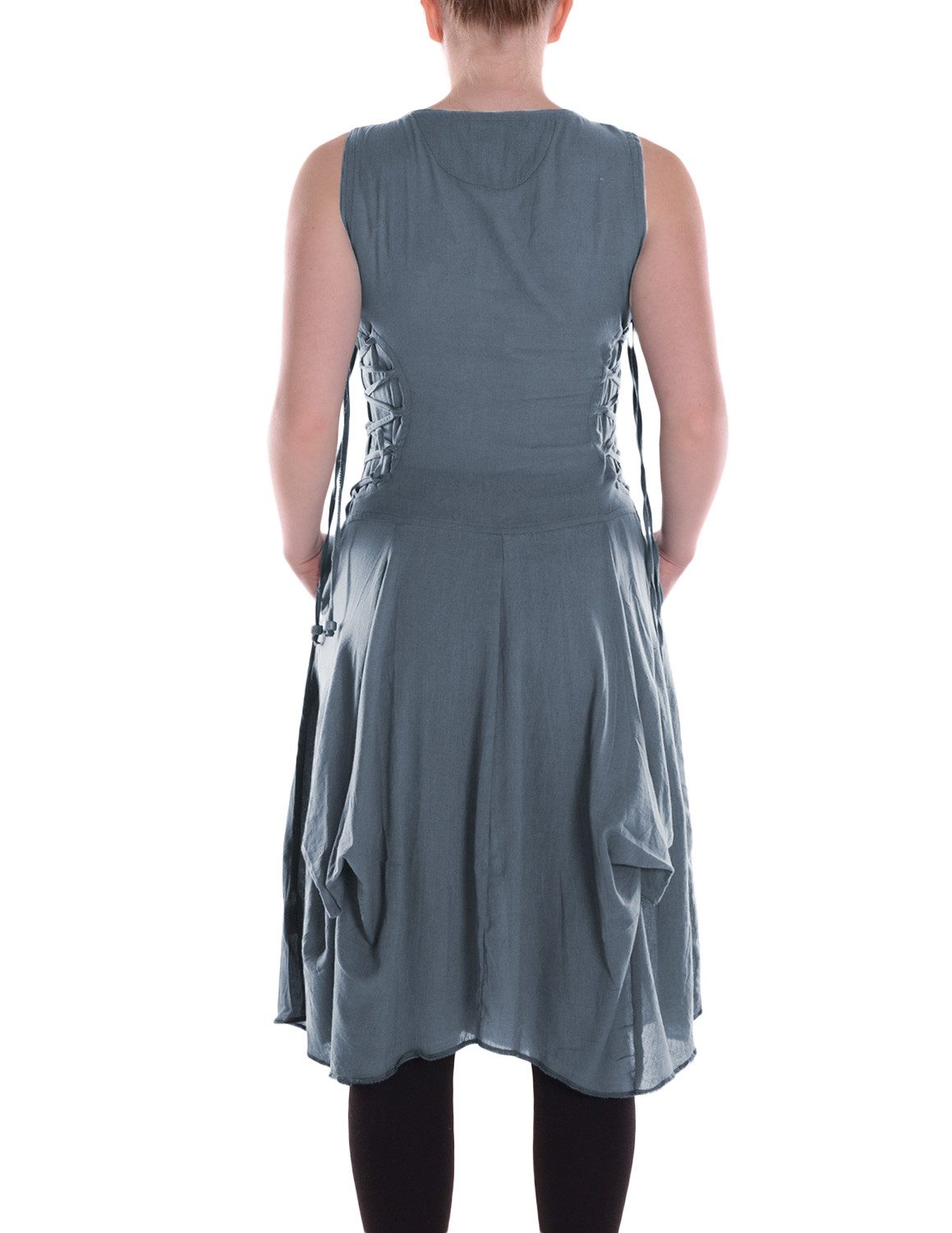 Vishes Midikleid Knielanges Kleid Baumwolle Casual verstellbares Kleid im Lagen-Design Alternative Bekleidung, Ethno, Hippie, Retro Style