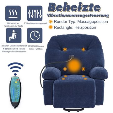 Ulife Massagesessel Relaxsessel mit Massageheizung, gepolsterten Armlehnen und Rückenlehne (Set, mit 2 Fernbedienungen, Handyhalterung), mit Seitentasche