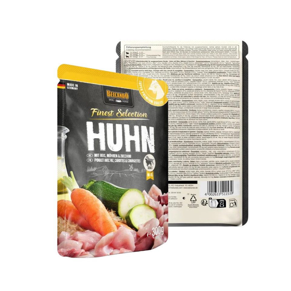 Belcando Huhn mit Reis, Möhren & Zucchini - Nassfutter in Frischebeuteln 6x300g, Nassfutter für: Hunde