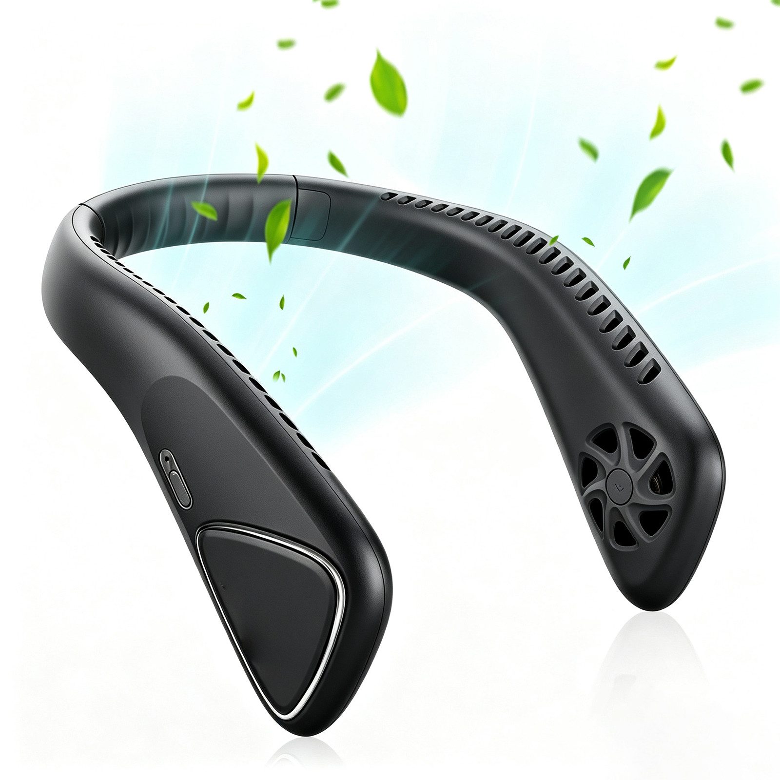 MOPUEA Mini USB-Ventilator Nackenventilator Akku 6000mAh 3 Stufen leise 360 Grad flexibel, Flügellos, 3 Stufen, leise, 360° flexibel, bis 14 Std.