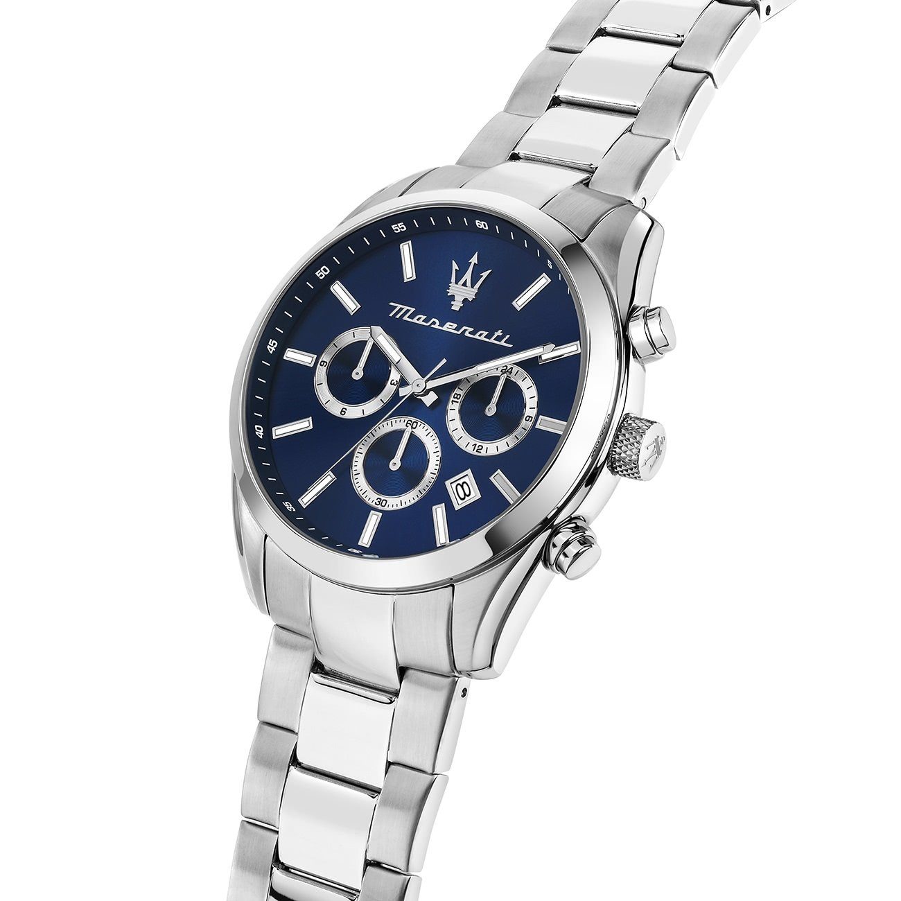 MASERATI Multifunktionsuhr Maserati Herrenuhr Attrazione Multi, (Multifunktionsuhr), Herrenuhr rund, groß (ca. 43mm) Edelstahlarmband, Made-In Italy