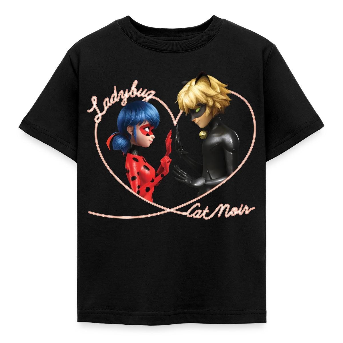 T-Shirt Miraculous Ladybug Und Cat Noir Herz Kinder T-Shirt