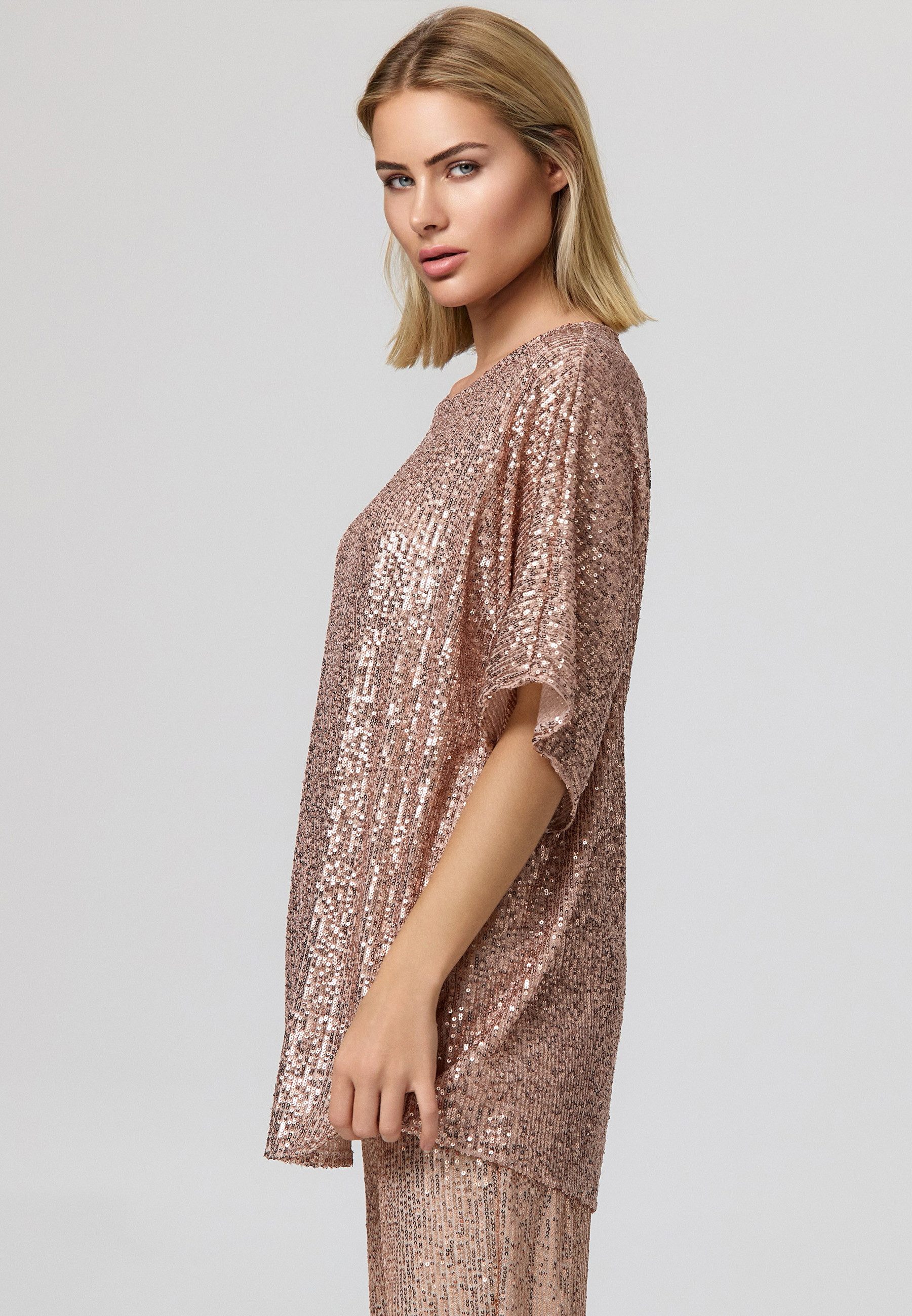 Worldclassca Paillettenshirt Worldclassca Paillettenshirt Oversize Bluse mit Pailetten Party Abend
