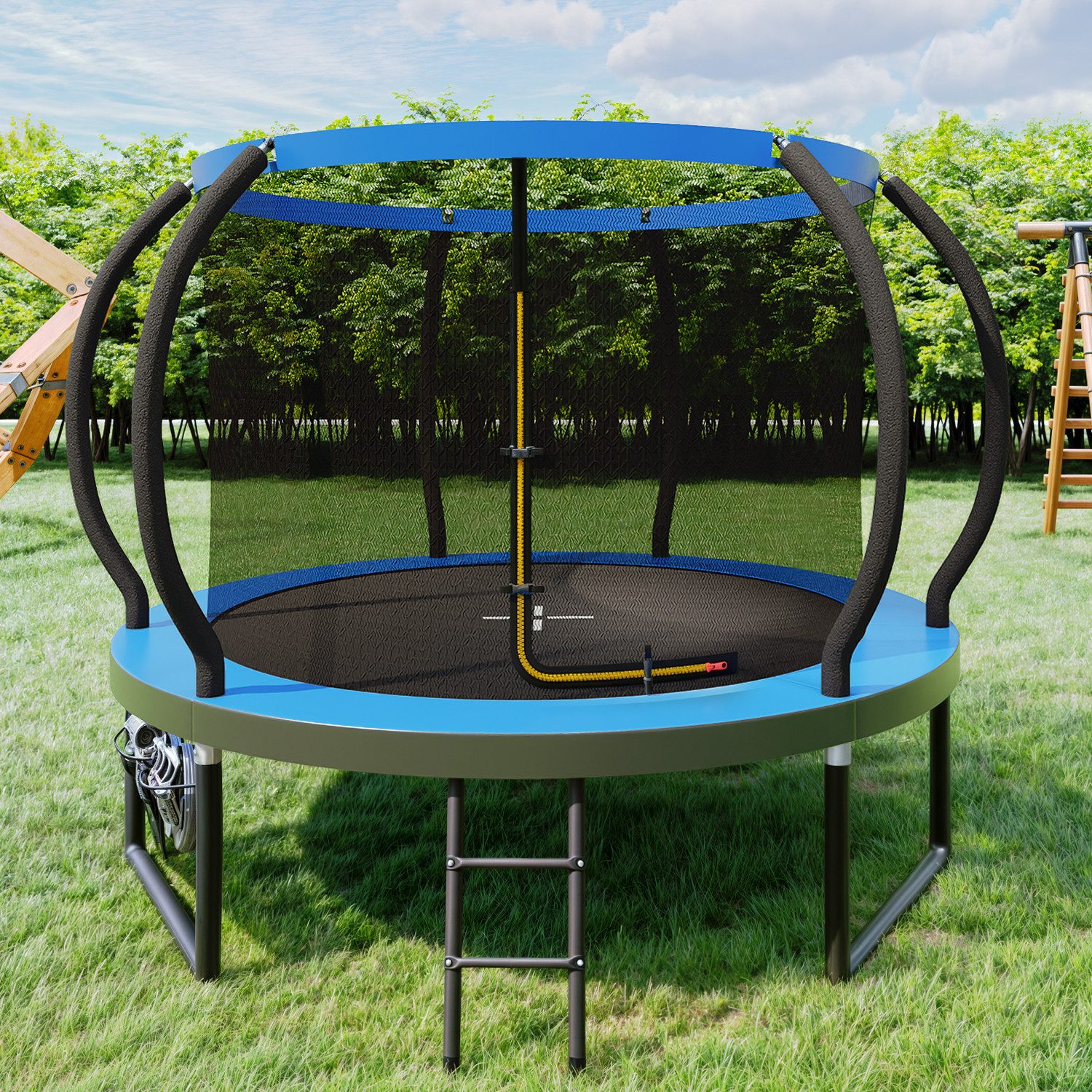 GUNJI Gartentrampolin Gartentrampolin für Kinder 228/305/366/427CM, Tragfähigkeit 150KG, Ø 228 cm, (228 cm, (GS-zertifiziertes Kindertrampolin mit Sicherheitsnetz, Leiter, Schutzmatte, Kürbisdesign)-ostern geschenke)