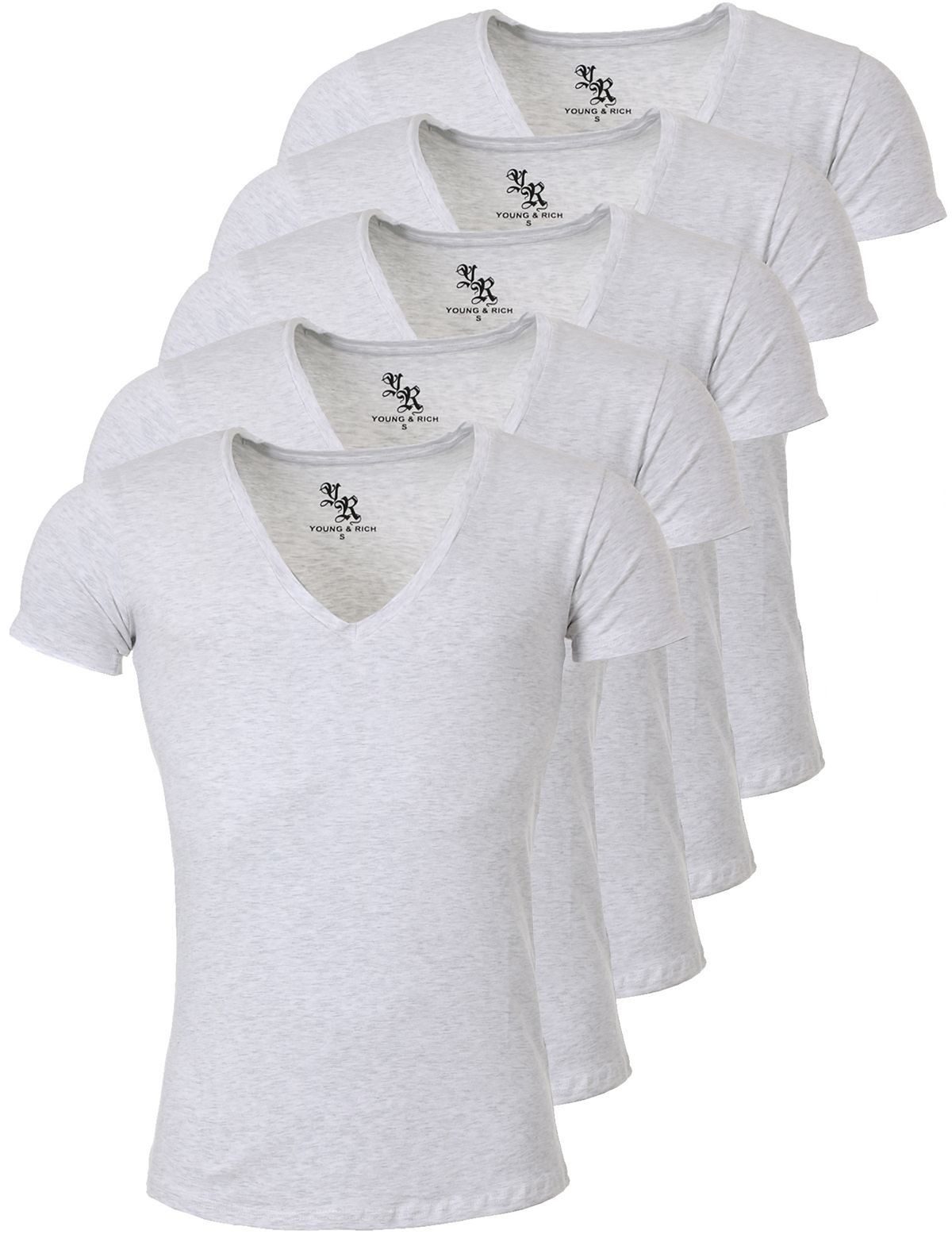 T-Shirt Herren Uni Basic 1315 extra tiefer Ausschnitt 5er Pack