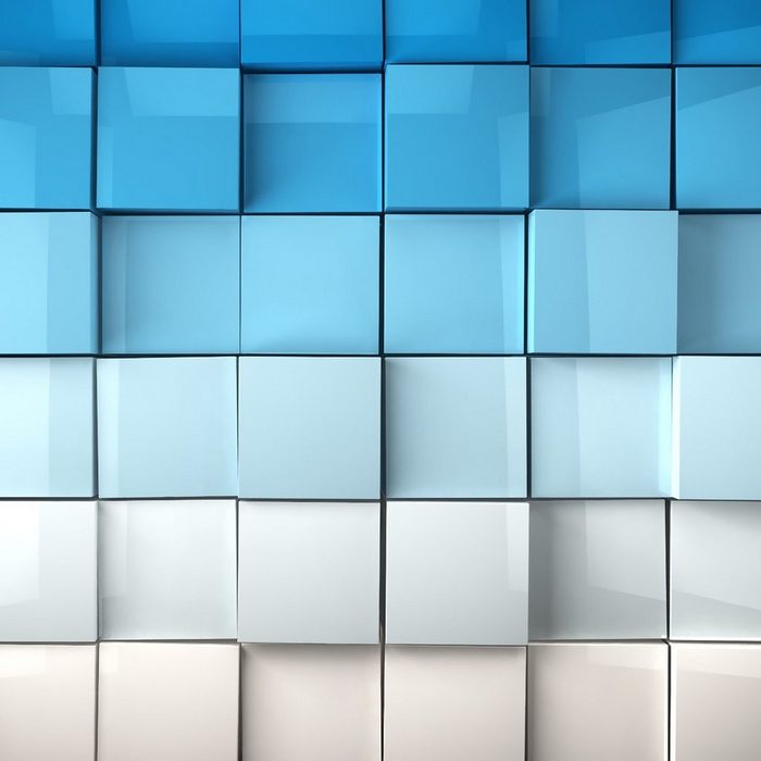 Wallario Möbelfolie Blau-weiße Kisten Schachteln Muster NF8479
