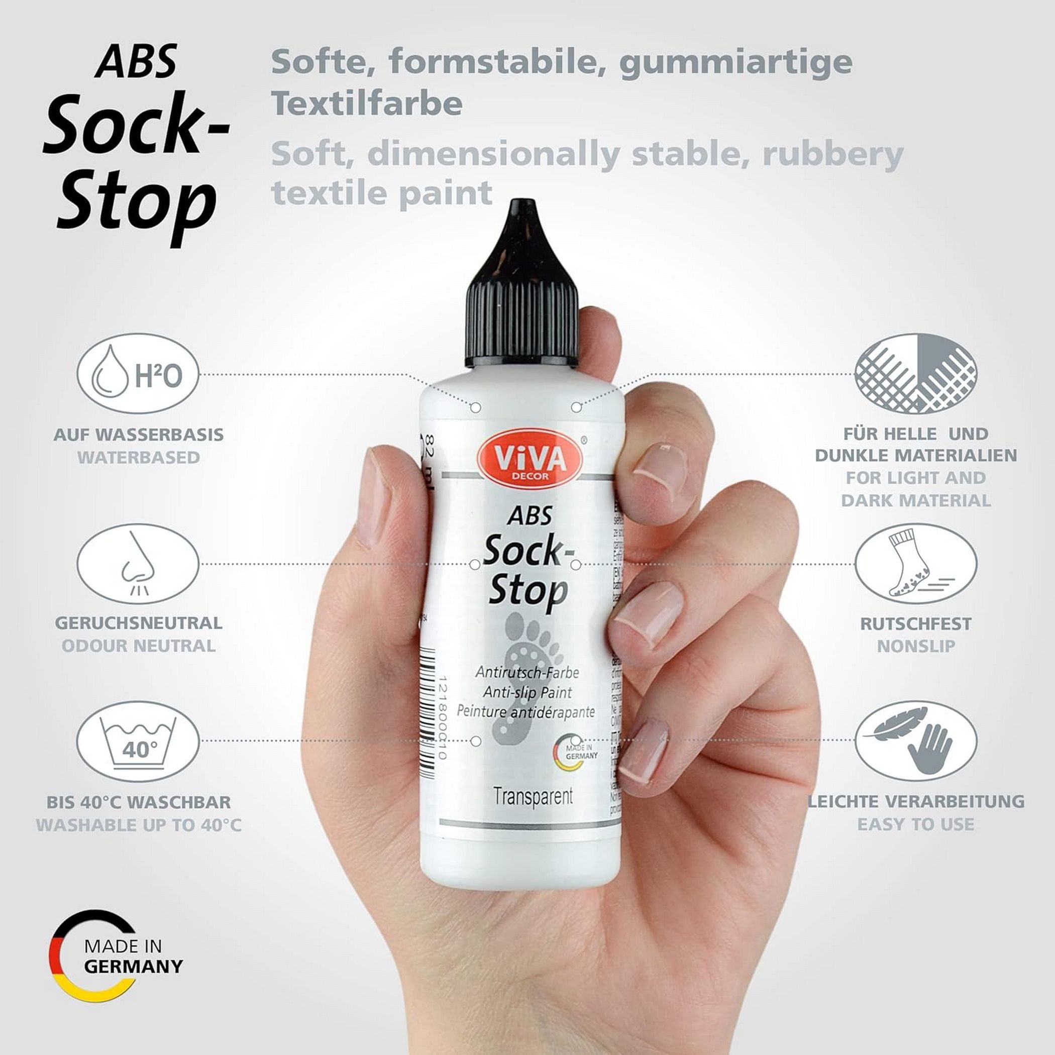 Viva Decor ABS-Socken ViVA DECOR ABS Sock-Stop 82ml, Weiss