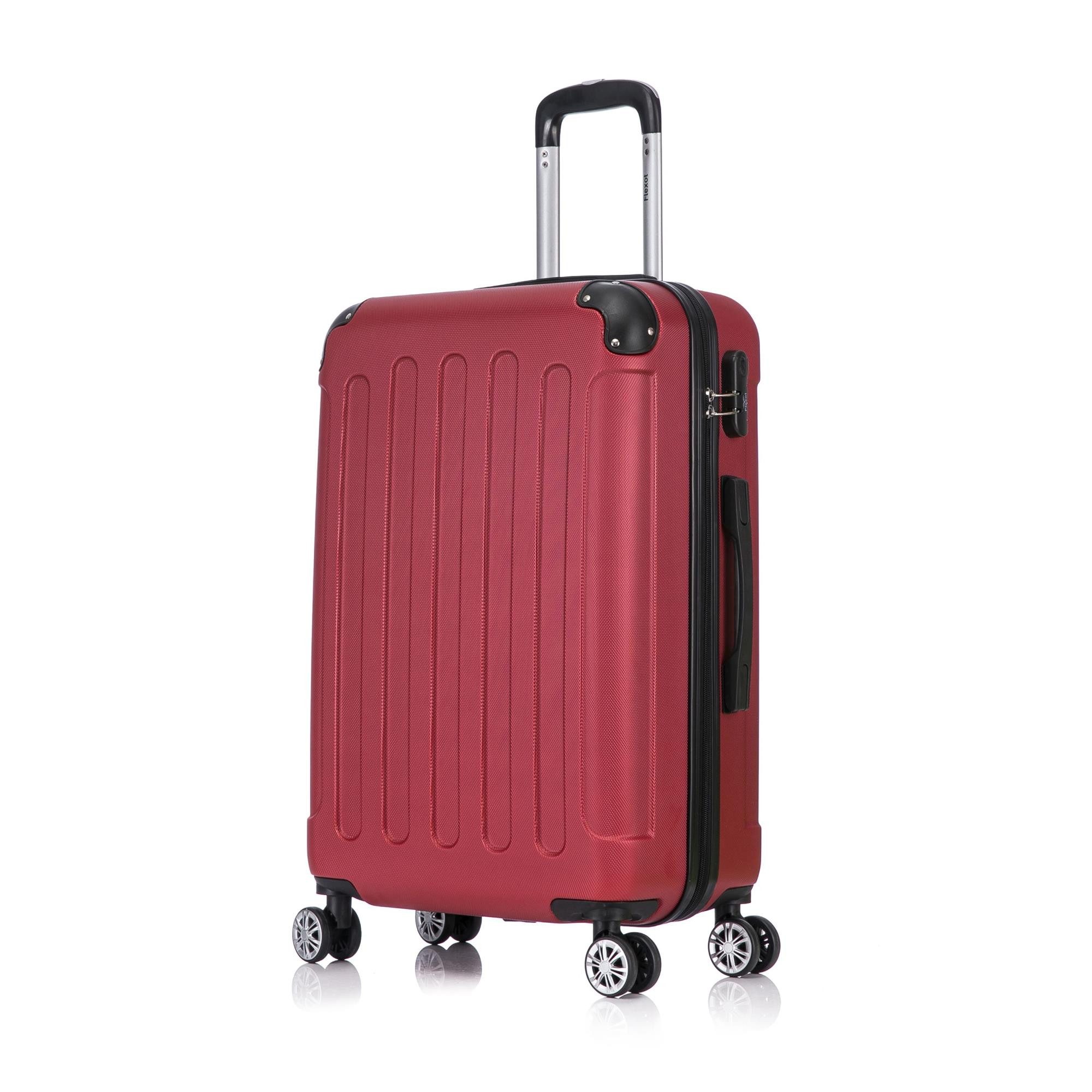 Flexot Hartschalen-Trolley F-2045 Kofferset, 360° Rollen, robuster Reisekoffer, Bordcase, 4 Rollen, Robuster und moderner Koffer mit vier 360° Rollen und Zahlenschloss