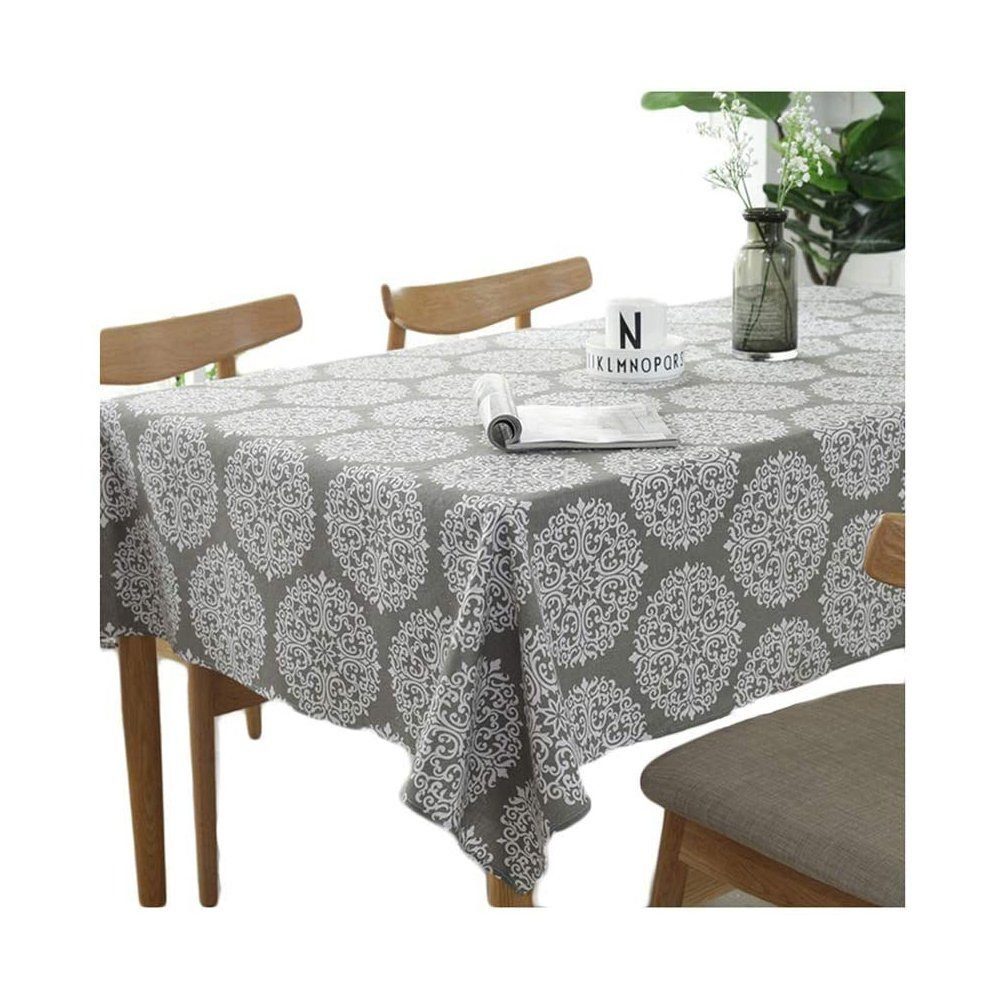 TUABUR Tischdecke Grau Vintage Baumwolle Leinen Tischdecke geeignet für Haus Küche Dekor