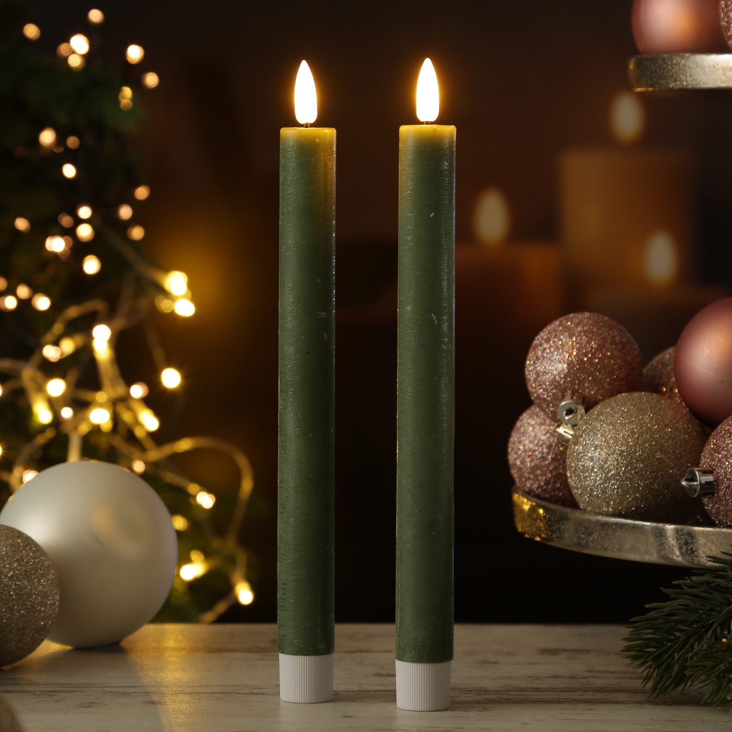 Adilina LED-Kerze LED Stabkerzen Tafelkerzen Dinner Spitzkerzen rustikal 24 günstig online kaufen