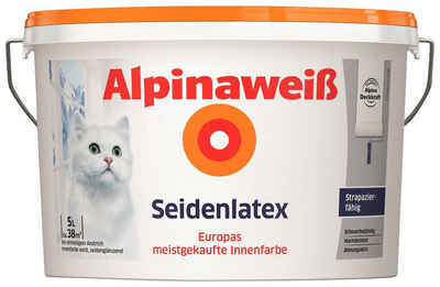 Alpina Wand- und Deckenfarbe »Alpinaweiß Seidenlatex«, seidenglänzend 5 Liter