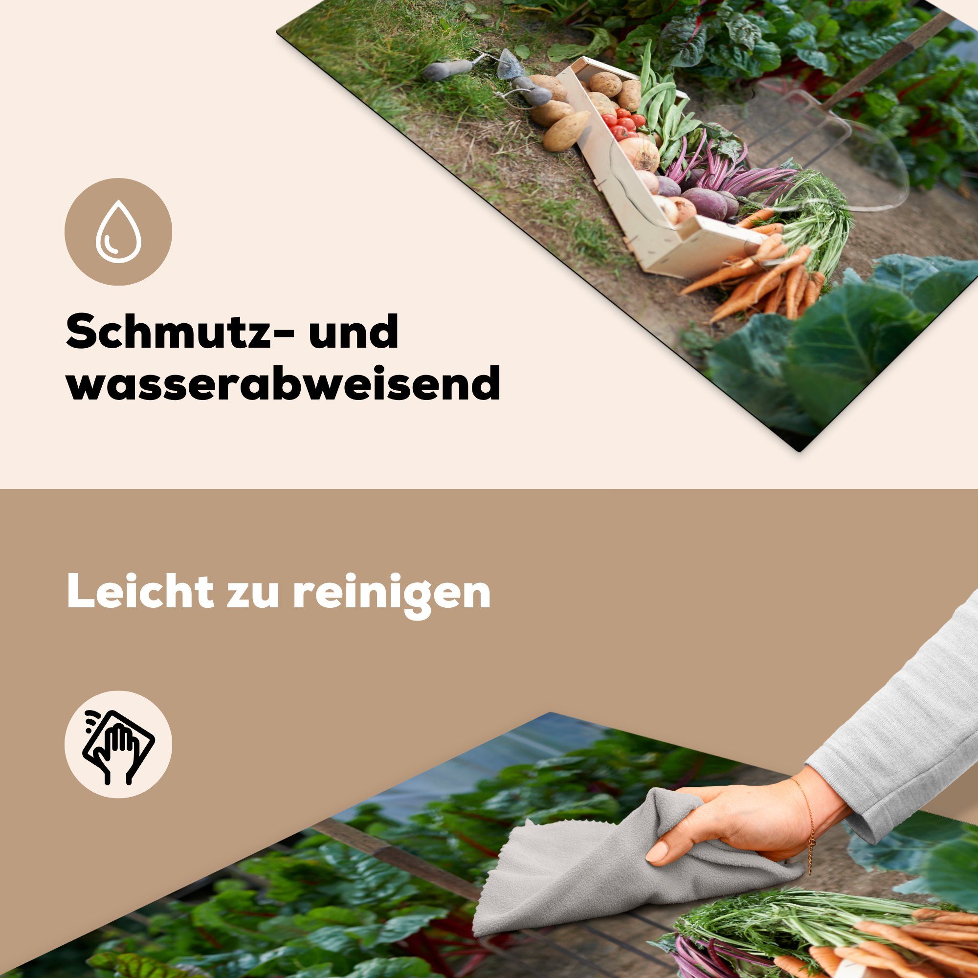 küche, MuchoWow Gemüse Schutz im Induktionskochfeld Ceranfeldabdeckung Herdblende-/Abdeckplatte cm, 81x52 tlg), die Vinyl, Garten, (1 für