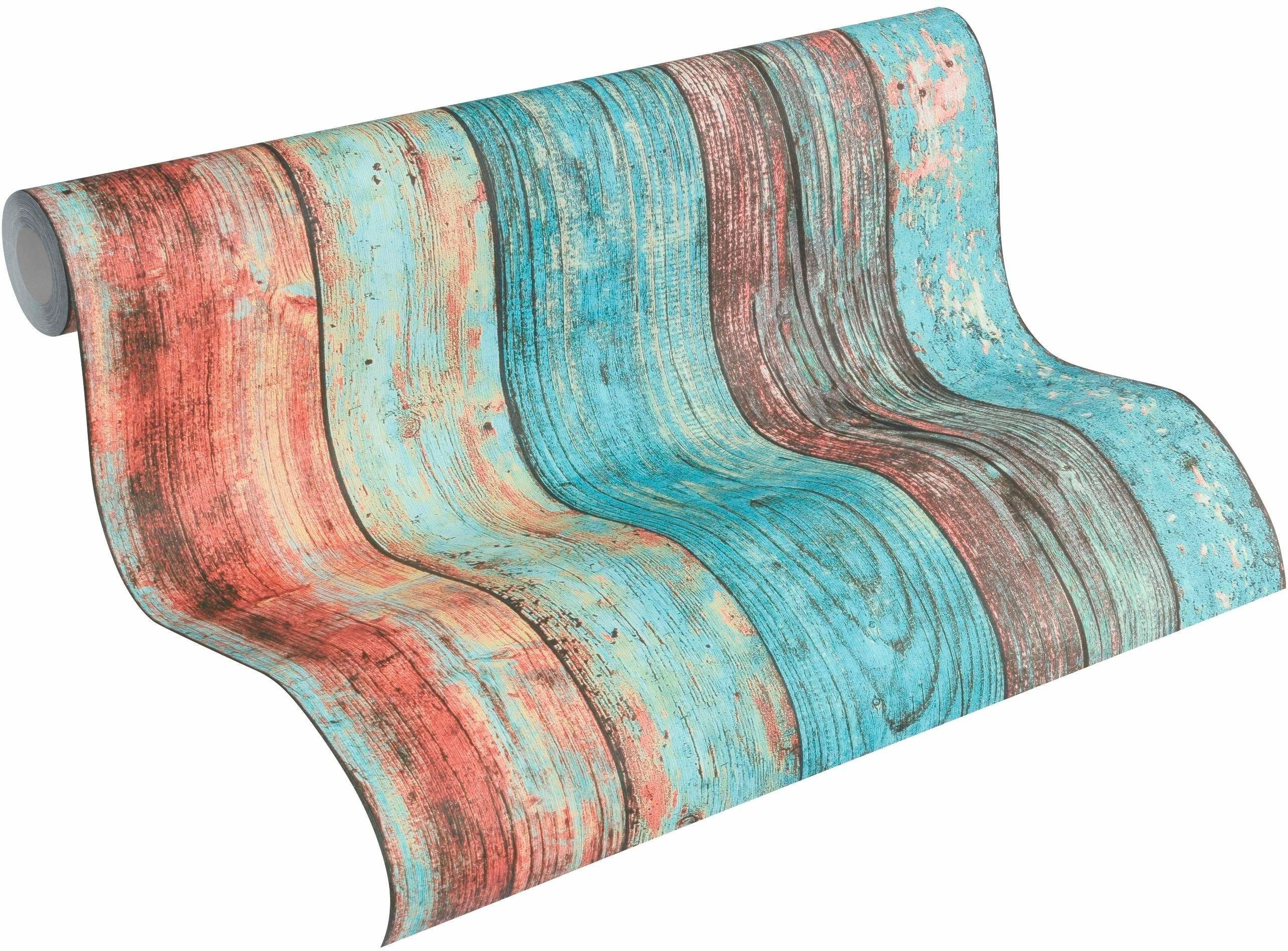 living walls Vliestapete Best of Wood`n Stone 2nd Edition, leicht strukturiert, Holz, gestreift, realistisch, Tapete Holzoptik Tapeten Wohnzimmer Schlafzimmer Küche Design Optik