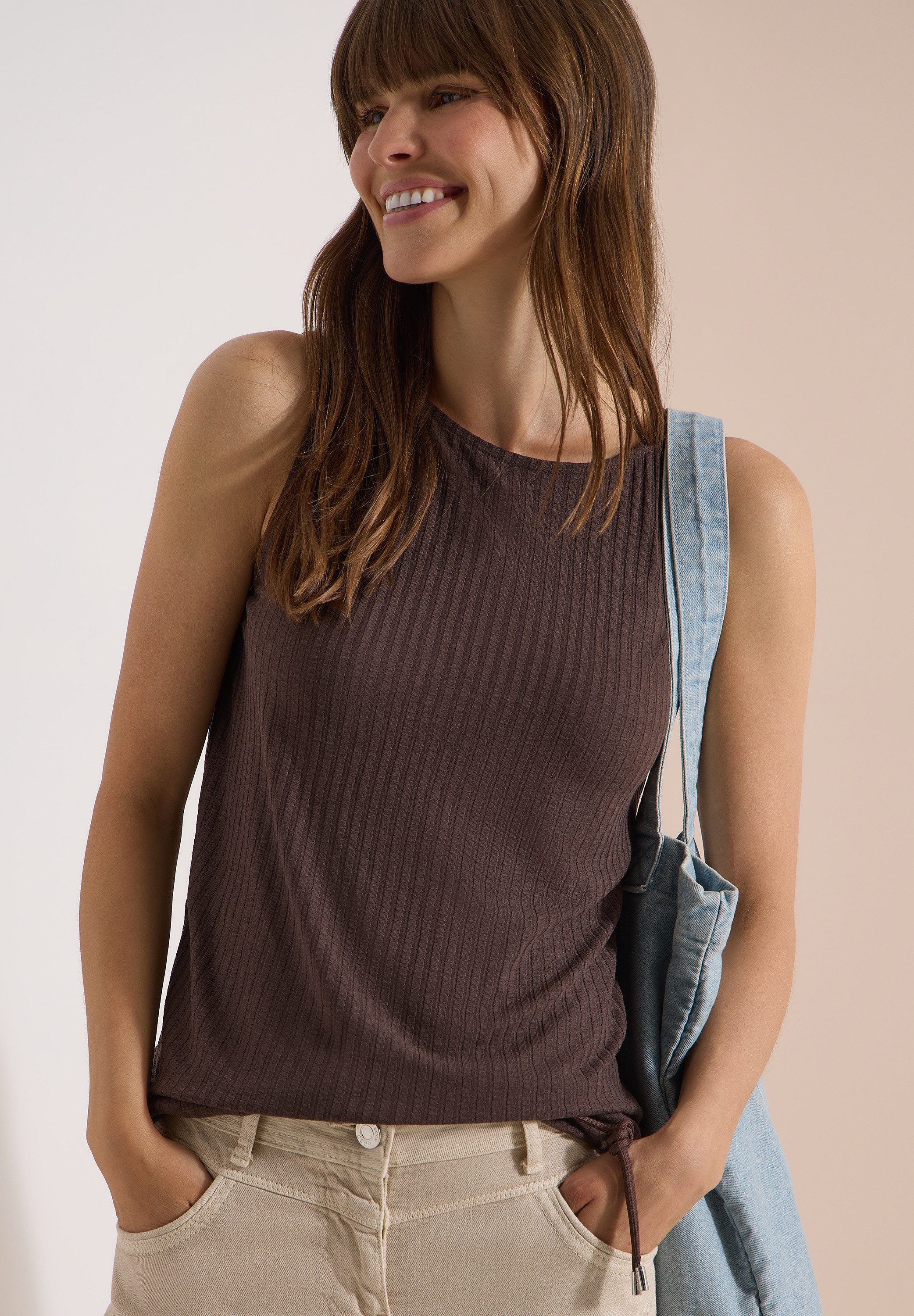 CECIL Ripptanktop aus elastischer und atmungsaktiver Jersey-Qualität, ärmelloses Design