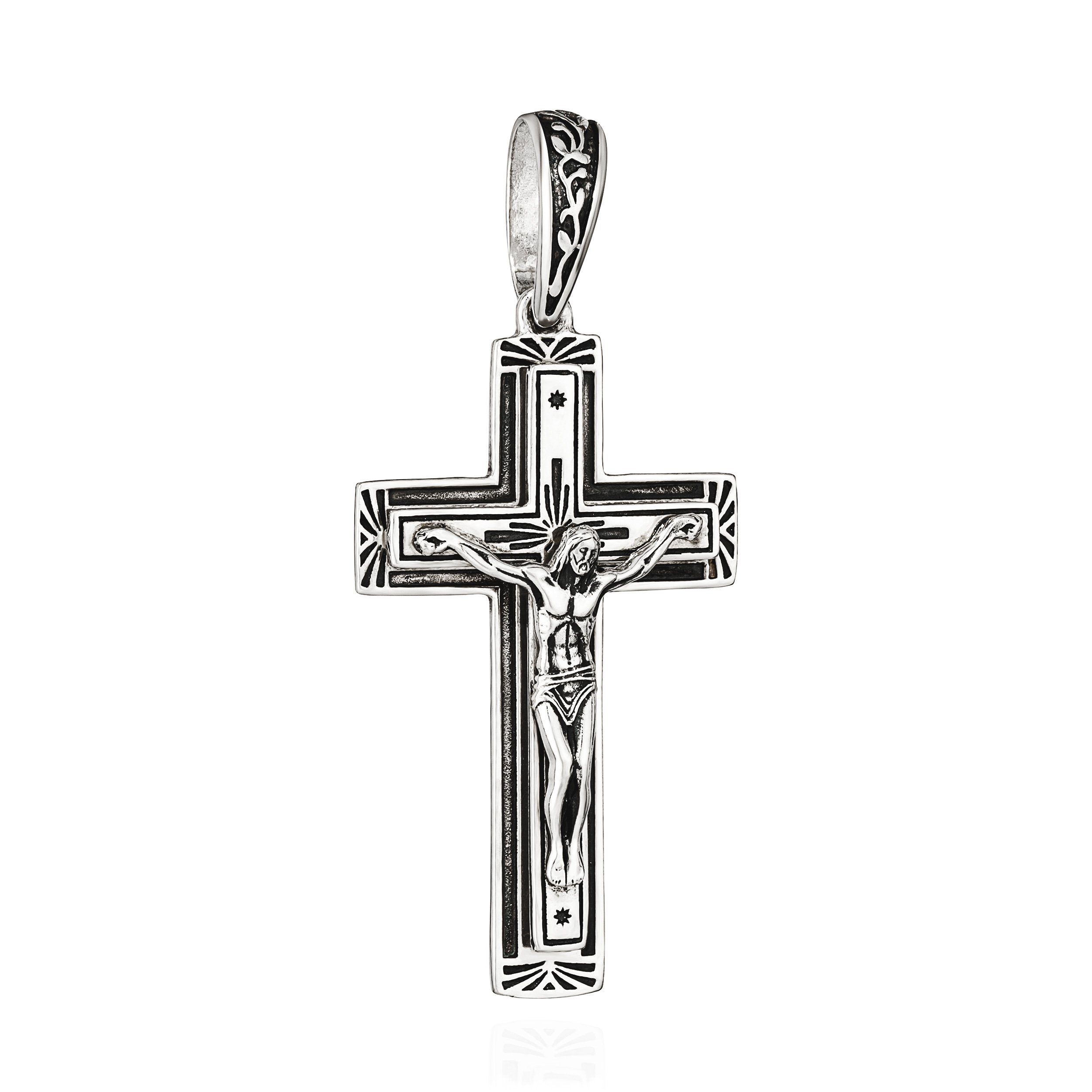 NKlaus Kettenanhänger Kreuzanhänger 925 Silber 40mm x 24mm Kruzifix Jesus Christus Motiv