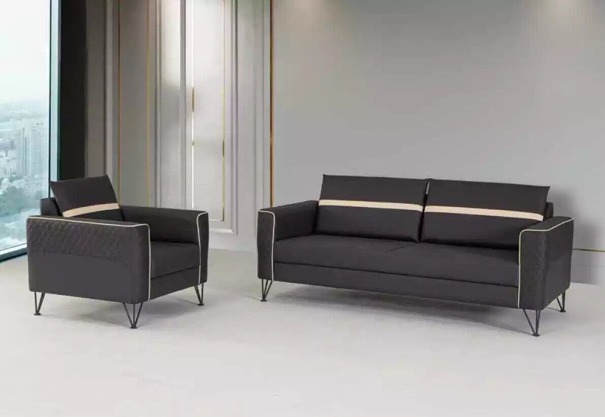 JVmoebel Sofa Couchgarnitur Polstermöbel Dreisitzer Sessel Designer Textil Möbel, Made In Europe